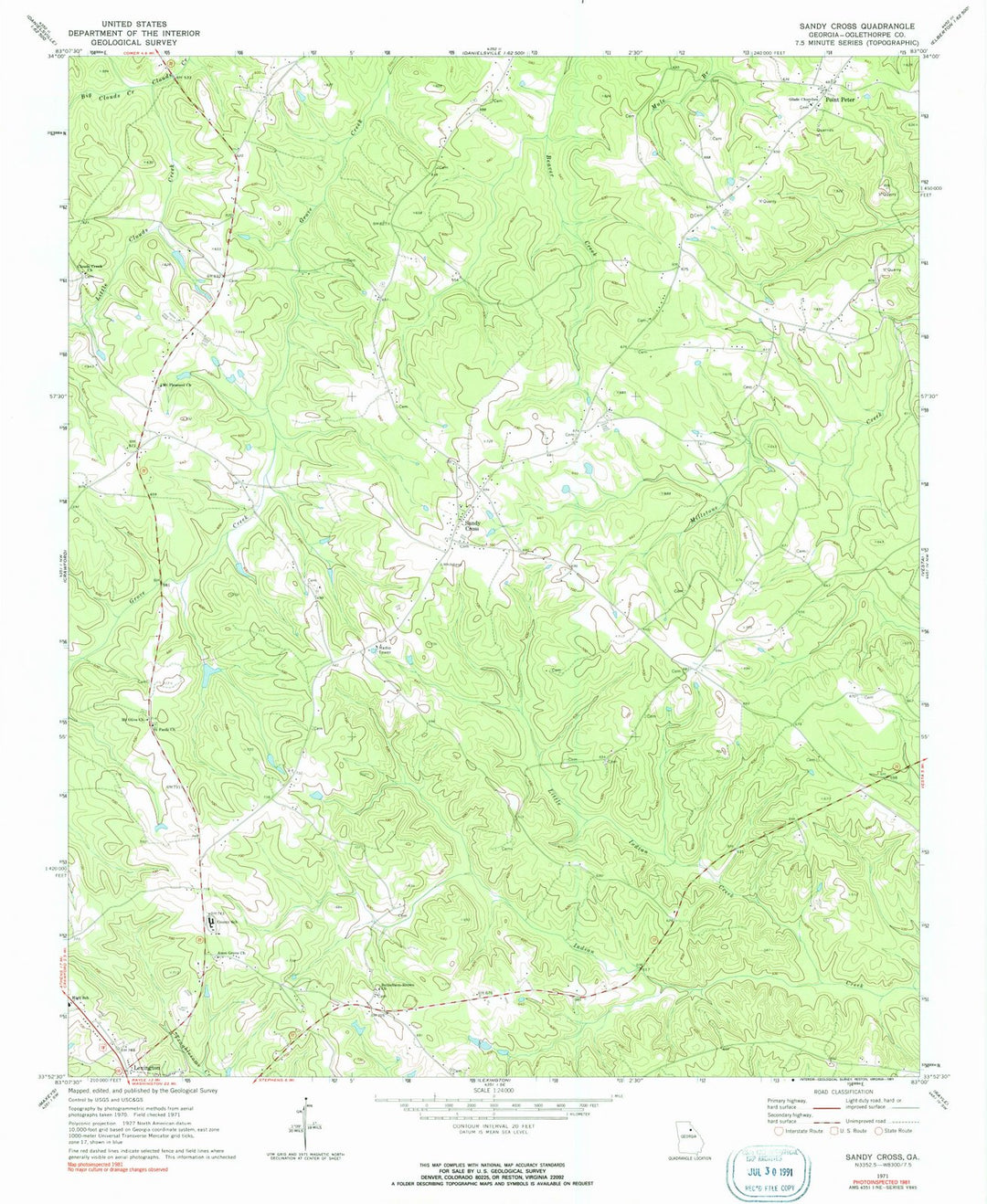 1971 Sandy Cross, GA - Georgia - USGS Topographic Map