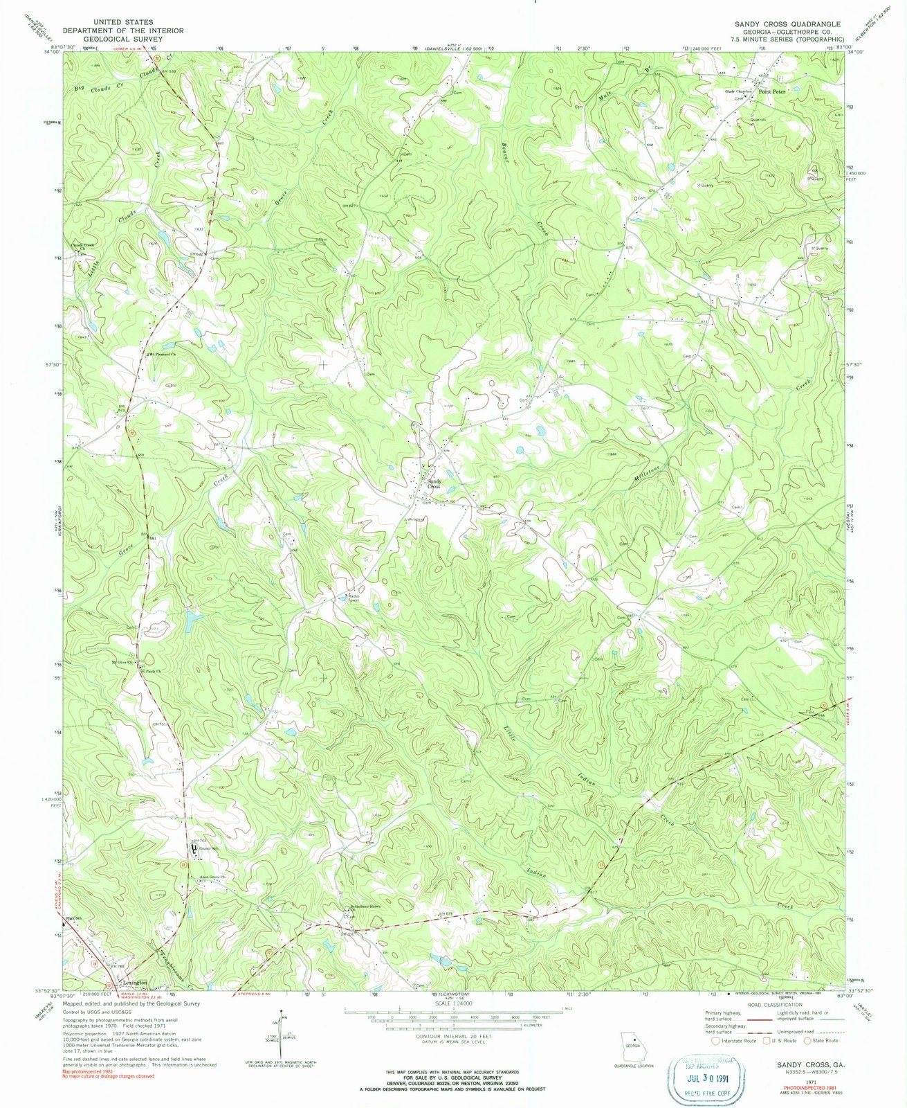 1971 Sandy Cross, GA - Georgia - USGS Topographic Map