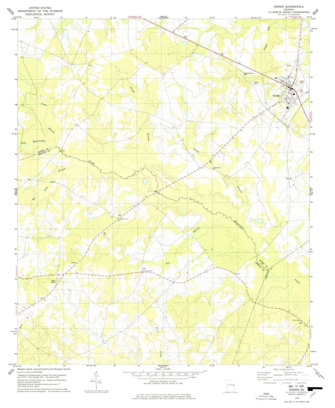 1978 Sardis, GA - Georgia - USGS Topographic Map