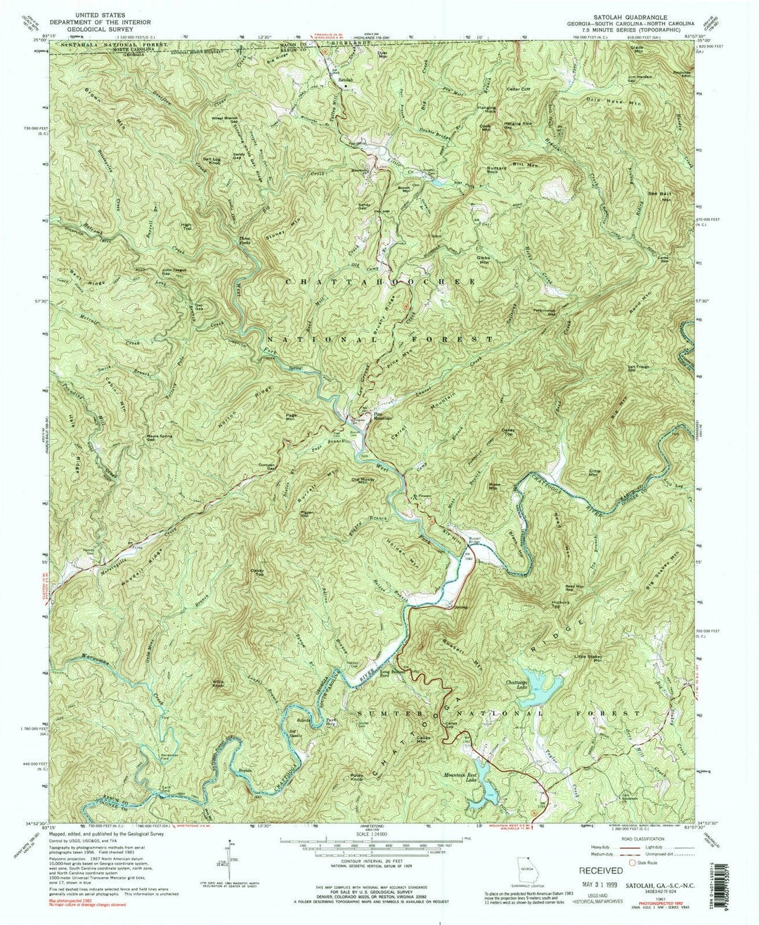 1961 Satolah, GA - Georgia - USGS Topographic Map