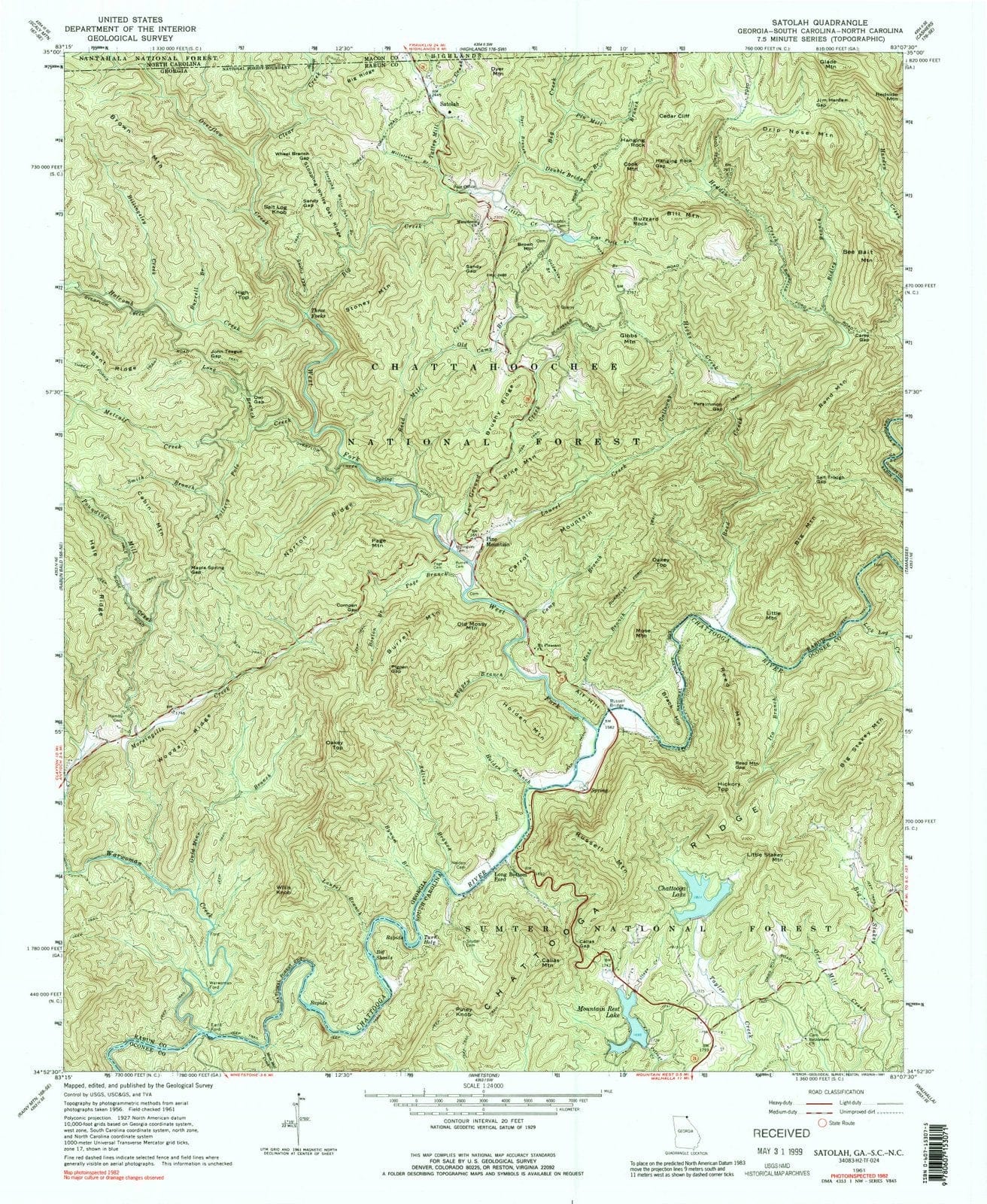 1961 Satolah, GA - Georgia - USGS Topographic Map