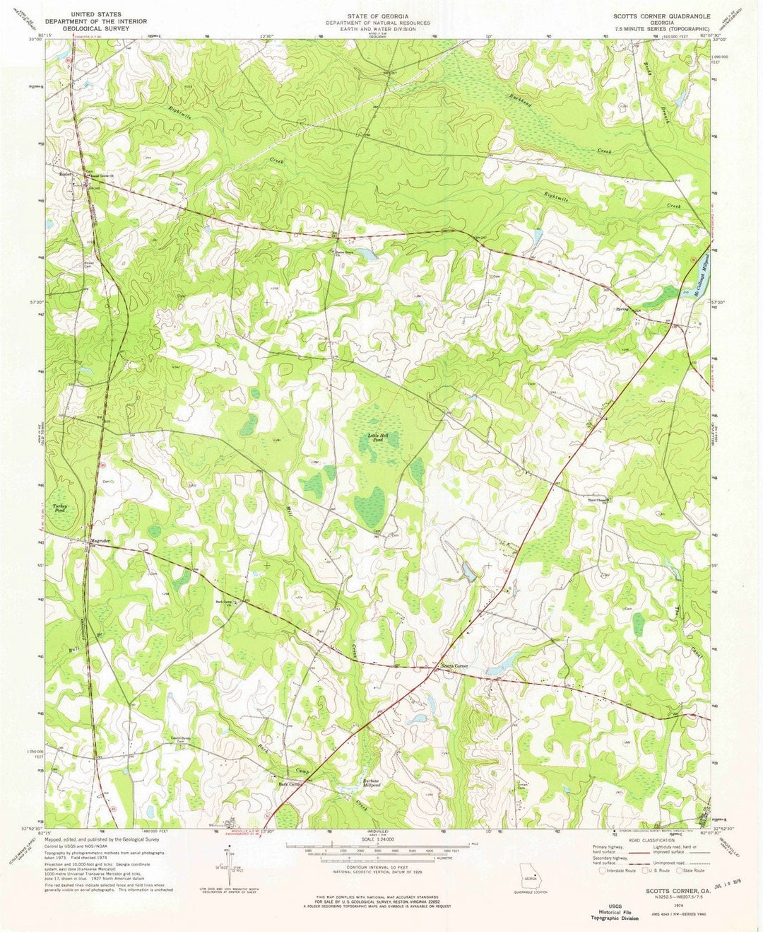 1974 Scotts Corner, GA - Georgia - USGS Topographic Map