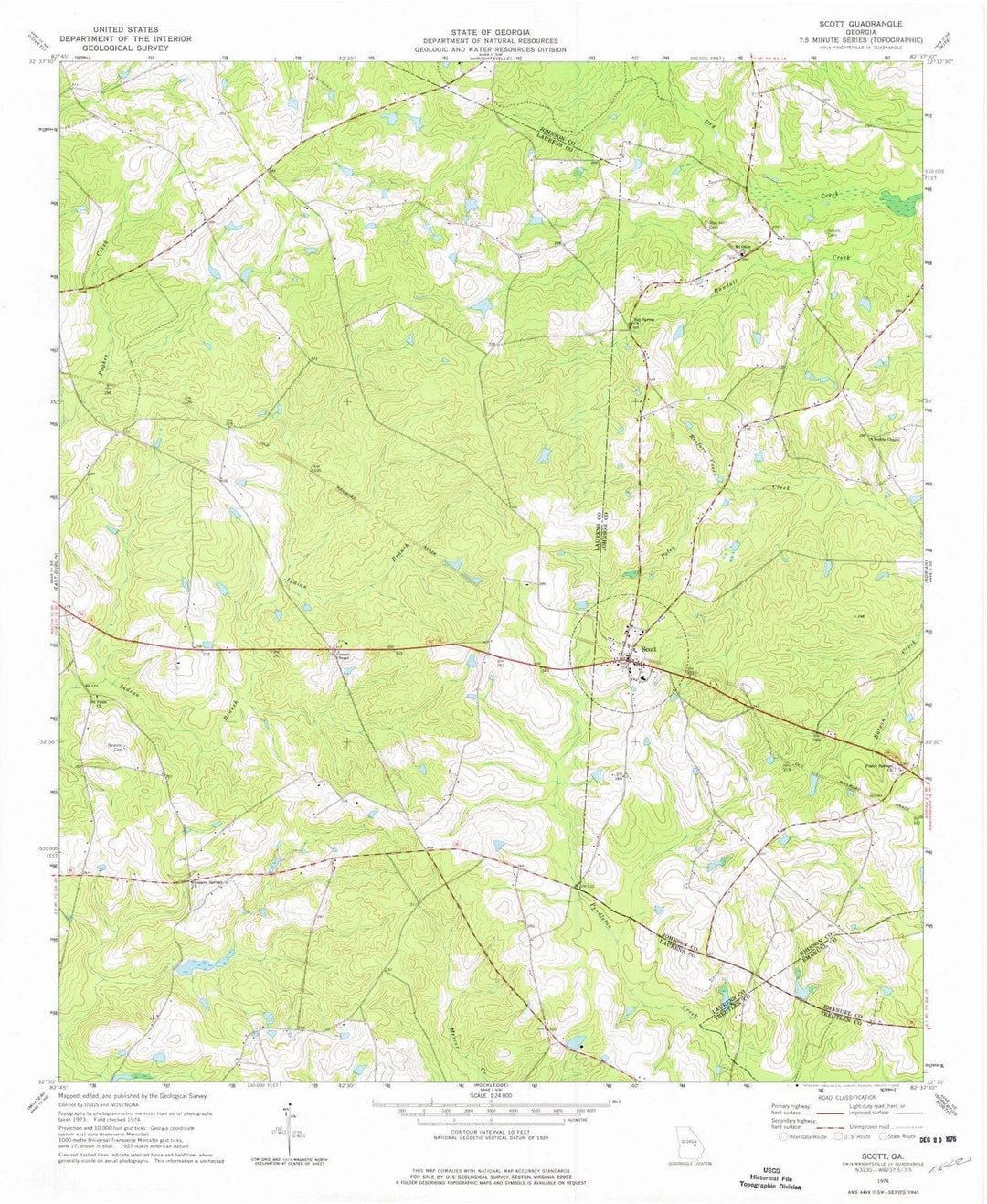 1974 Scott, GA - Georgia - USGS Topographic Map