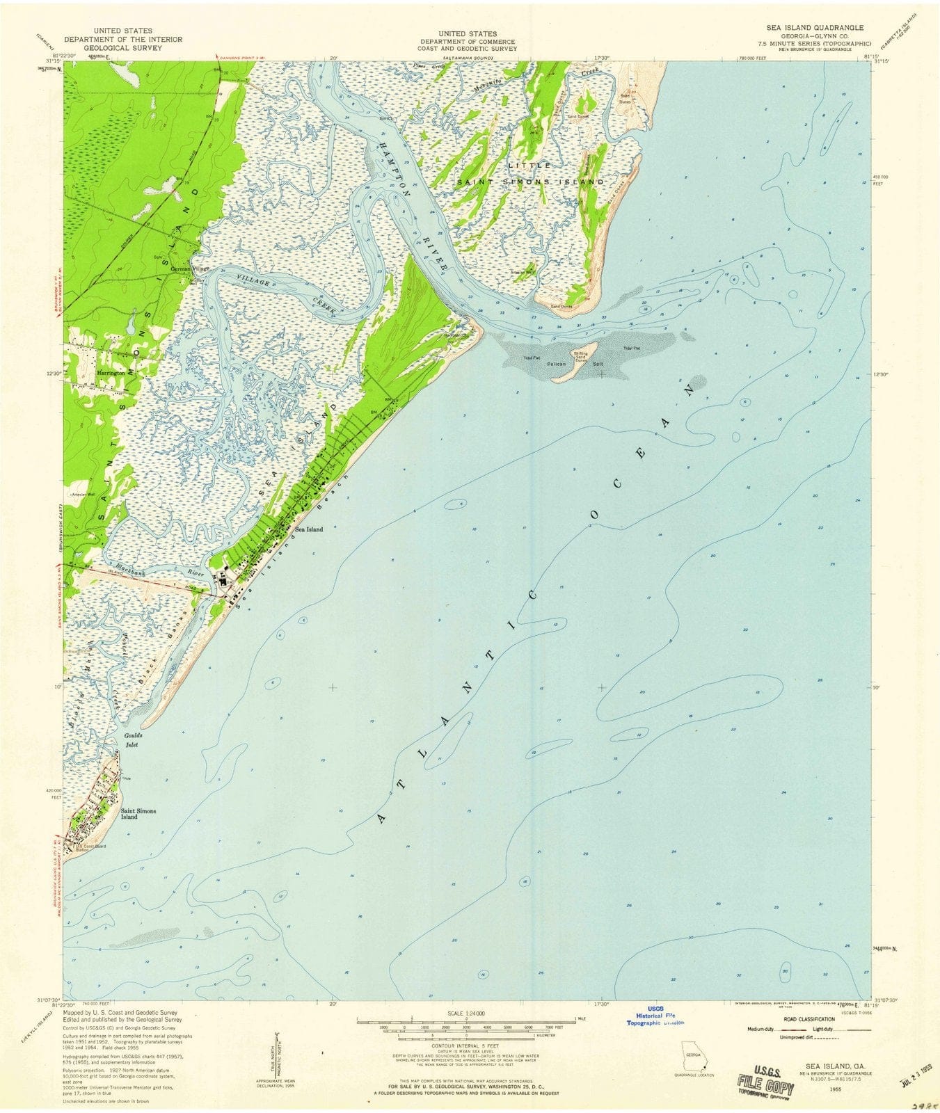 1955 Sea Island, GA - Georgia - USGS Topographic Map