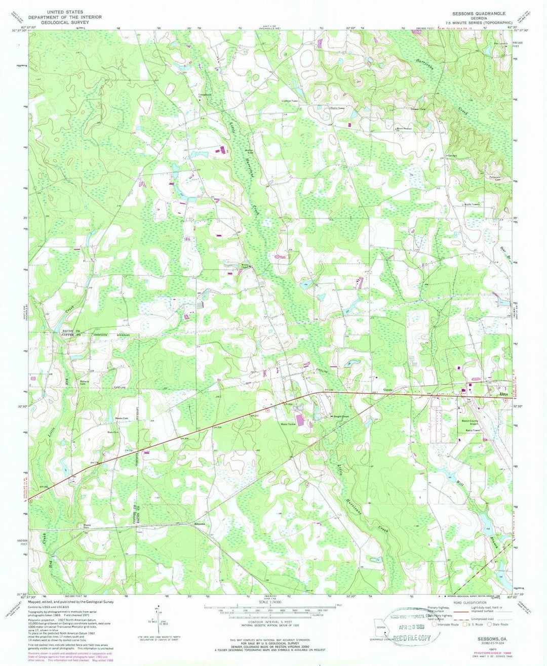 1971 Sessoms, GA - Georgia - USGS Topographic Map