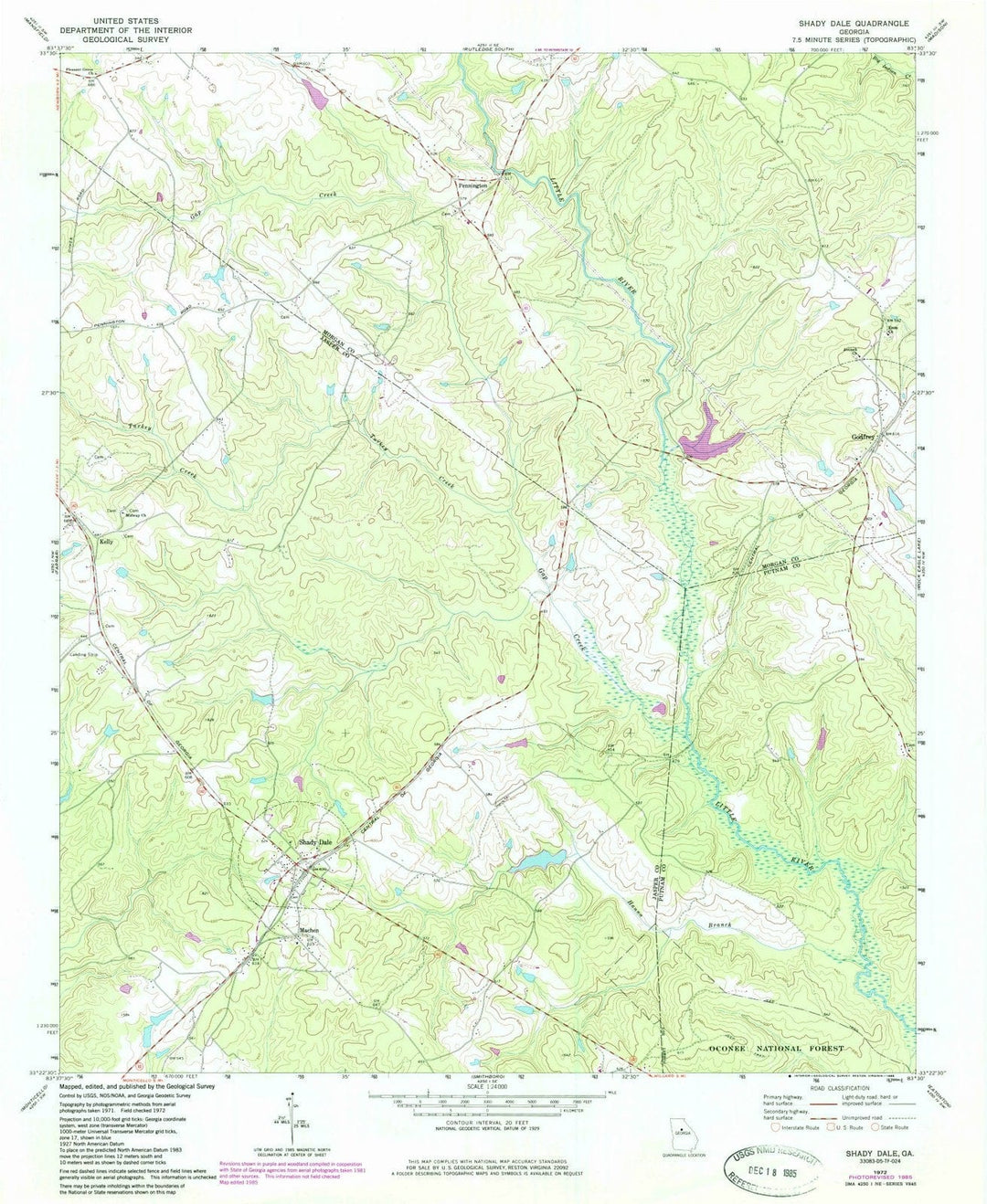 1972 Shadyale, GA - Georgia - USGS Topographic Map