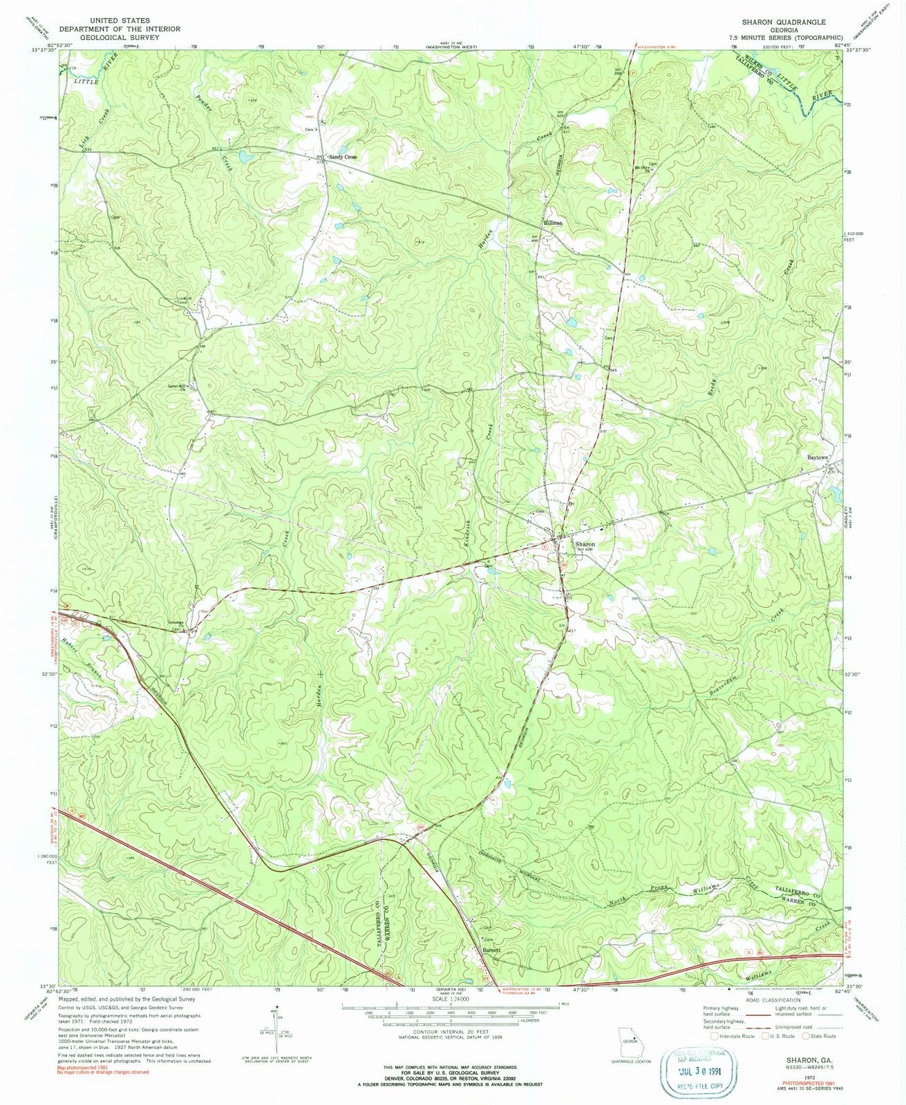1972 Sharon, GA - Georgia - USGS Topographic Map