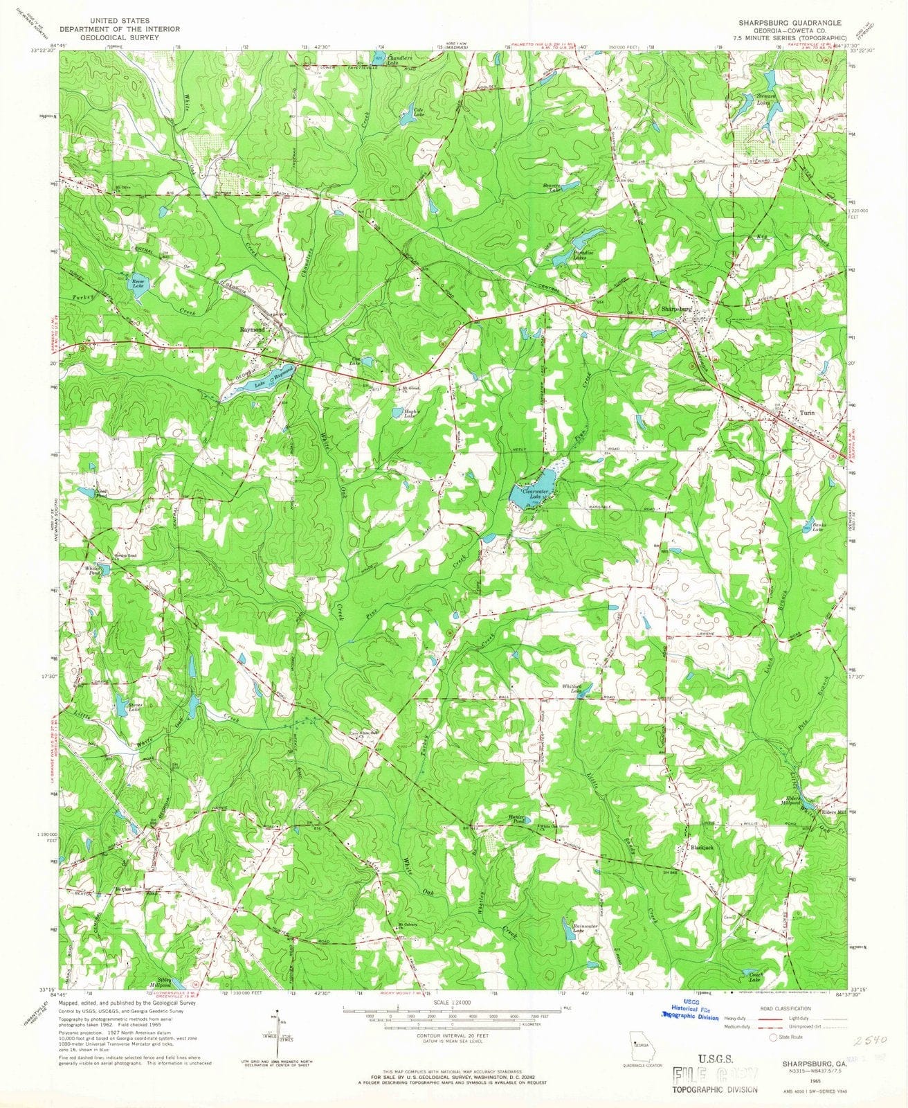 1965 Sharpsburg, GA - Georgia - USGS Topographic Map