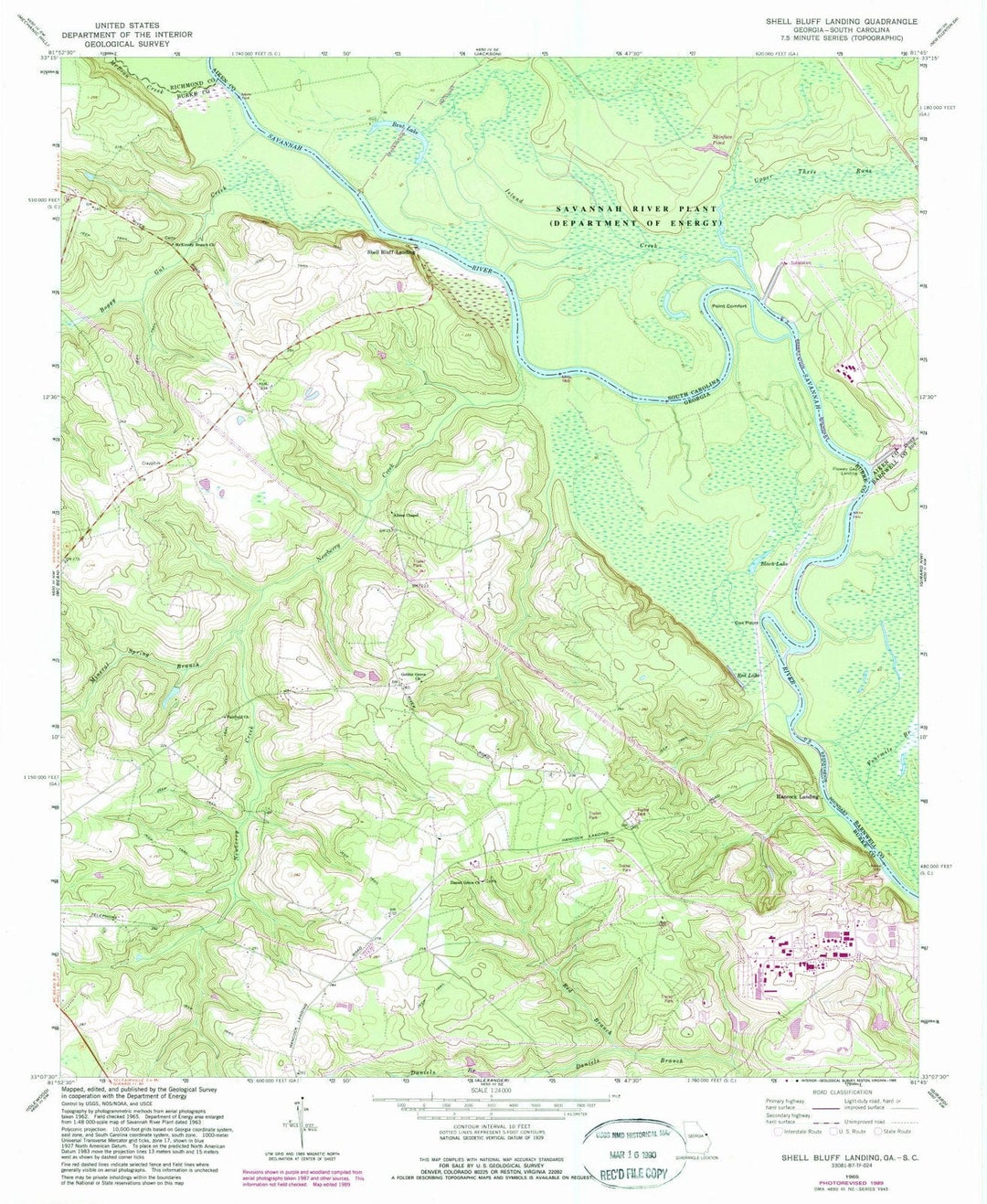 1965 Shell Bluff Landing, GA - Georgia - USGS Topographic Map