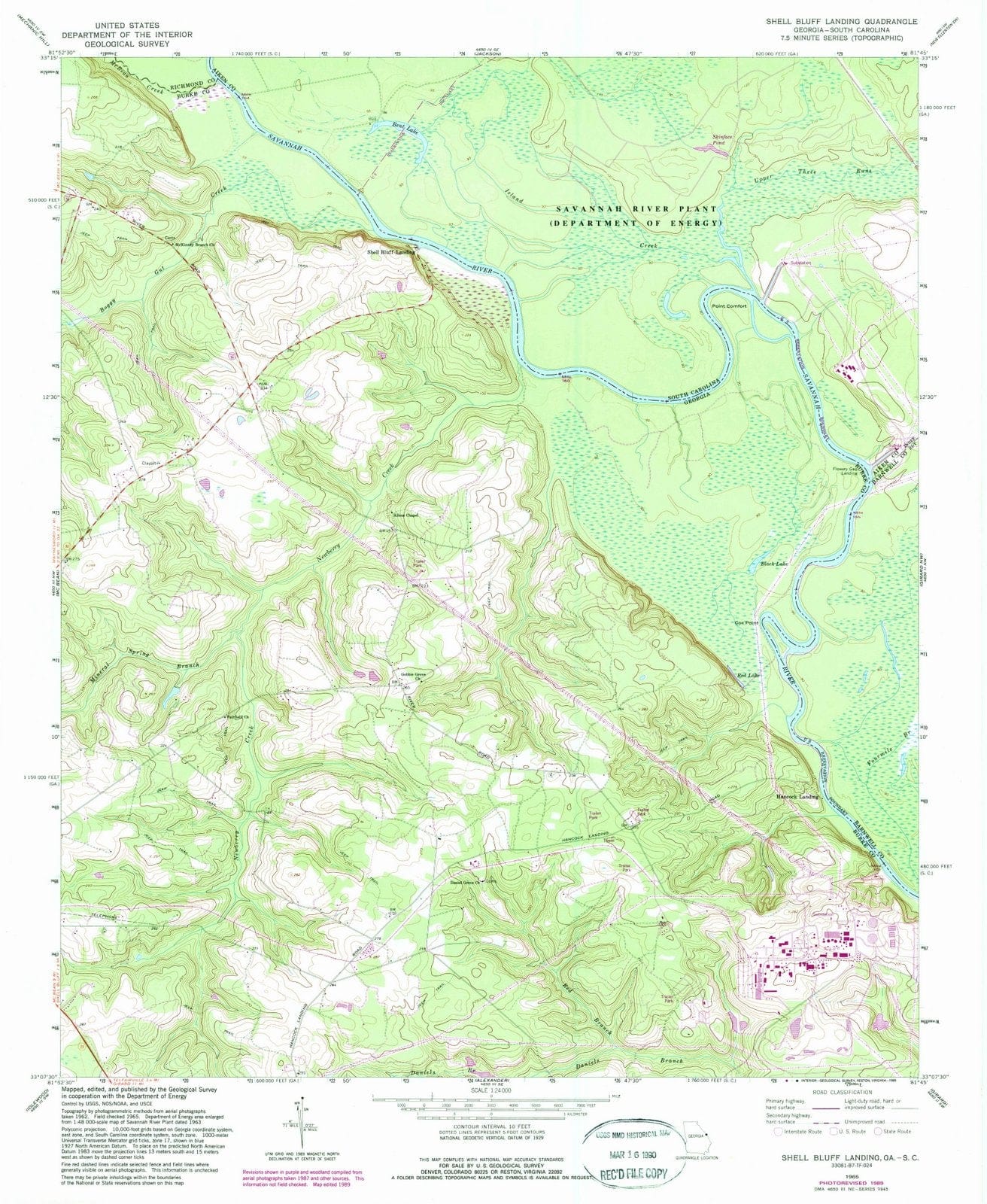 1965 Shell Bluff Landing, GA - Georgia - USGS Topographic Map