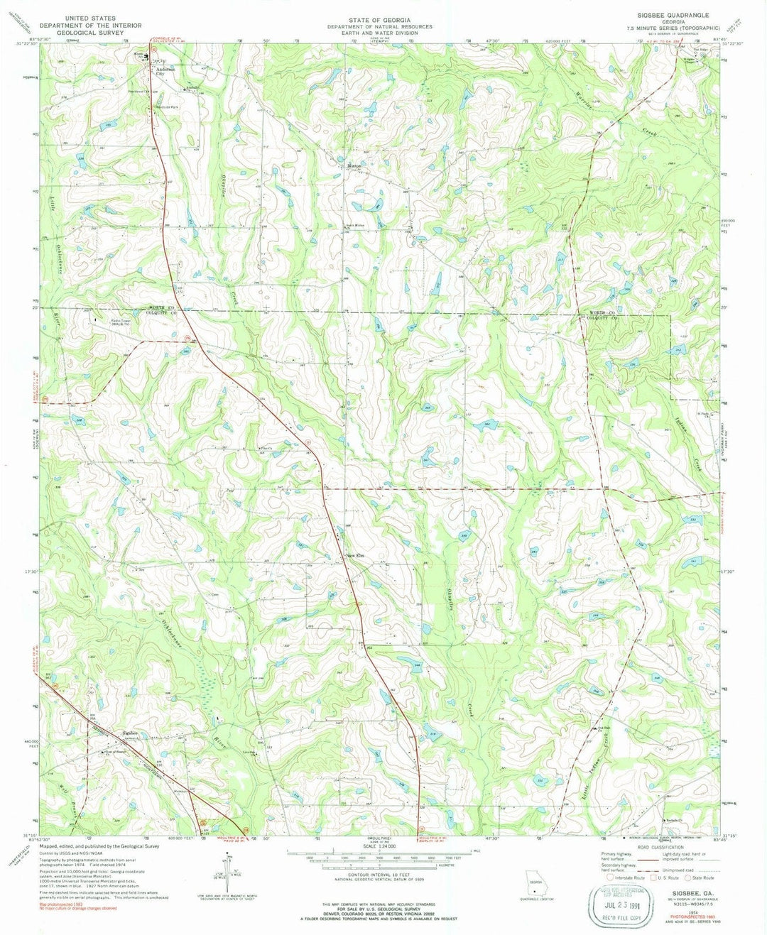 1974 Sigsbee, GA - Georgia - USGS Topographic Map