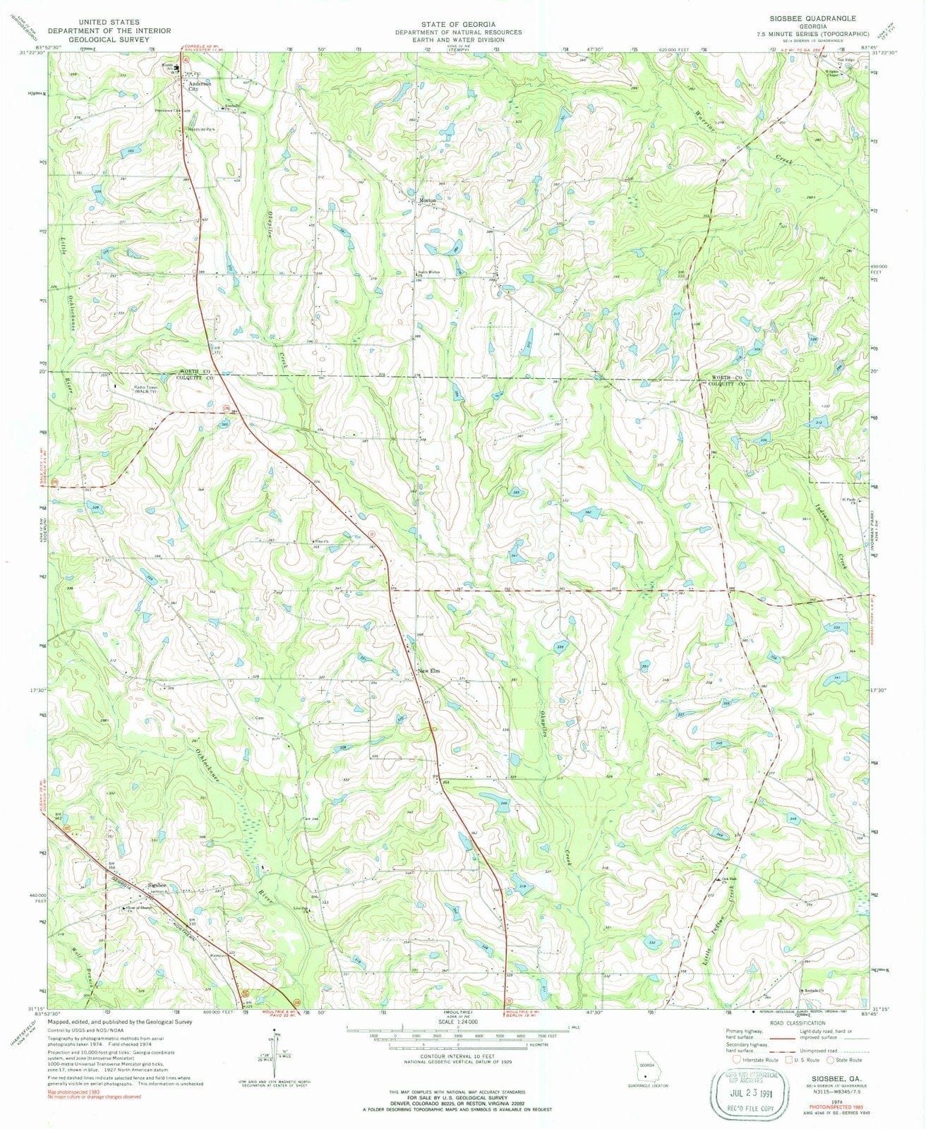 1974 Sigsbee, GA - Georgia - USGS Topographic Map