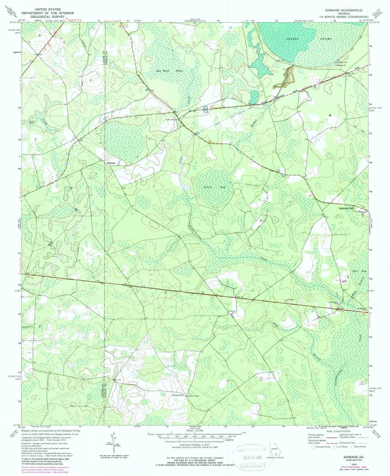 1972 Sirmans, GA - Georgia - USGS Topographic Map