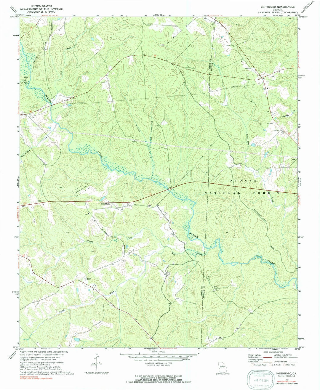 1972 Smithboro, GA - Georgia - USGS Topographic Map