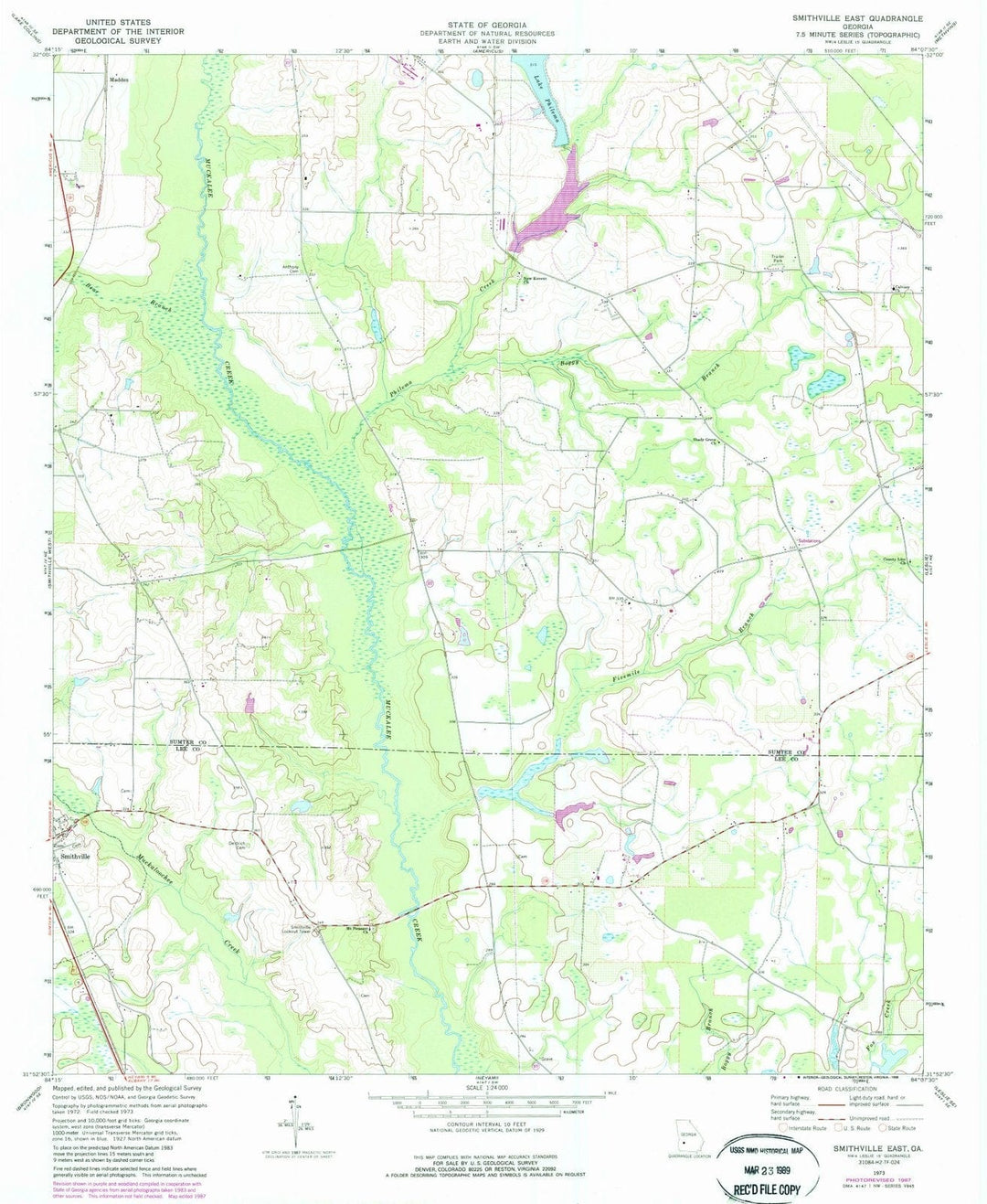1973 Smithville East, GA - Georgia - USGS Topographic Map