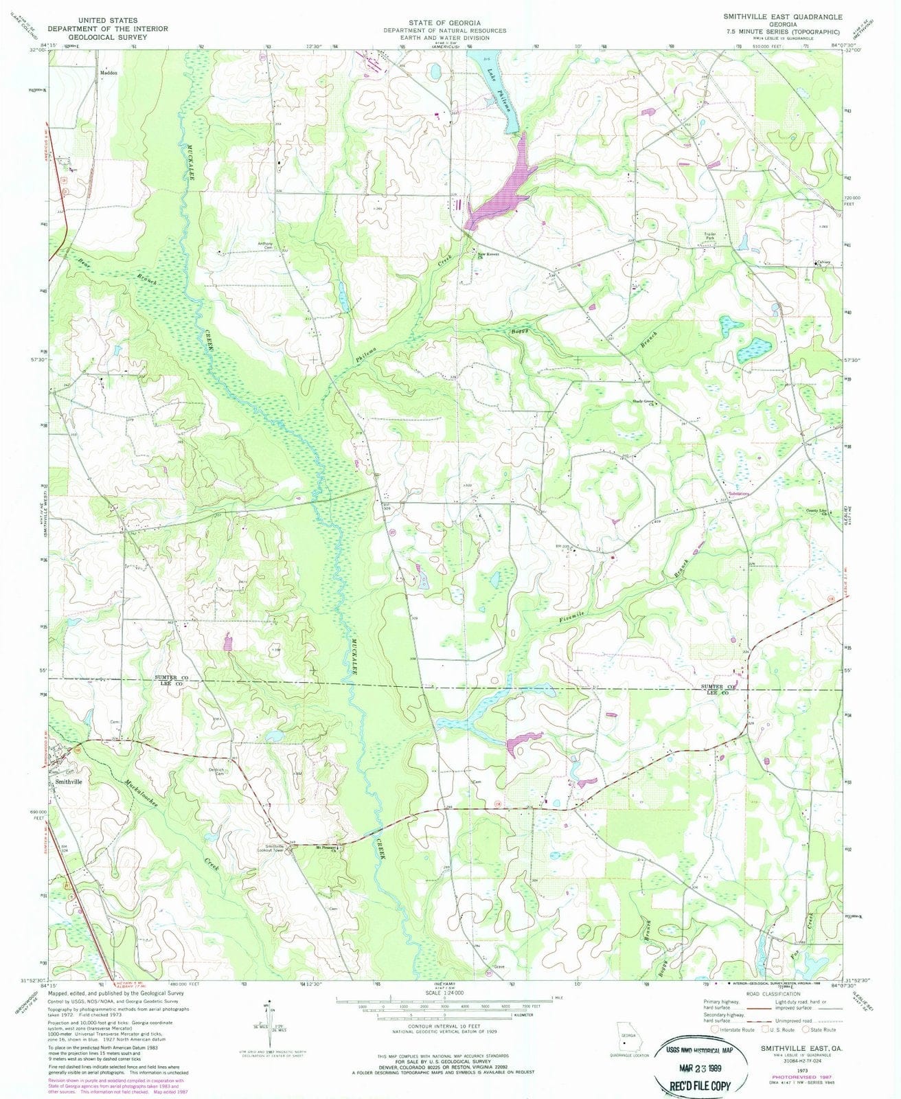 1973 Smithville East, GA - Georgia - USGS Topographic Map