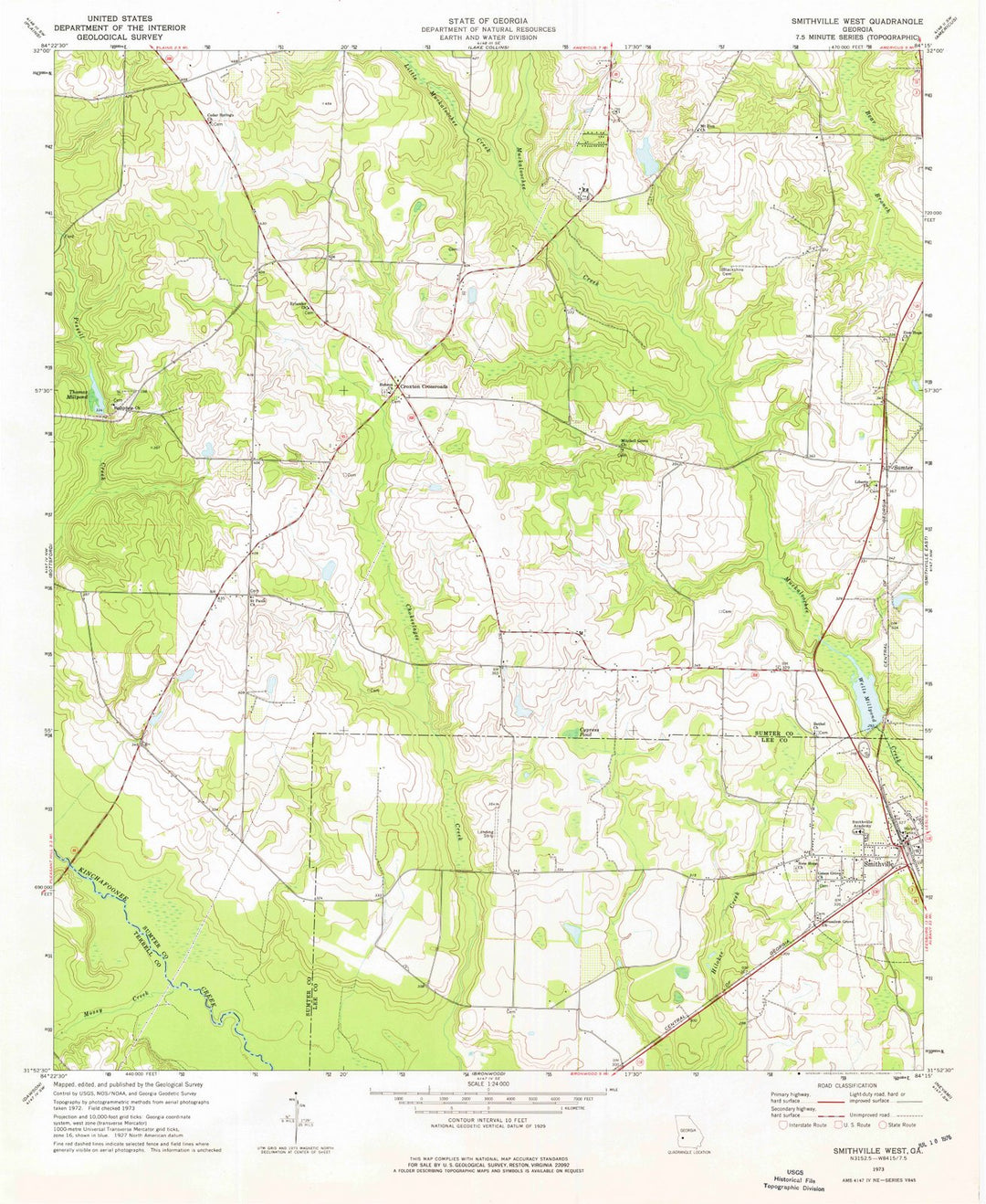 1973 Smithville West, GA - Georgia - USGS Topographic Map