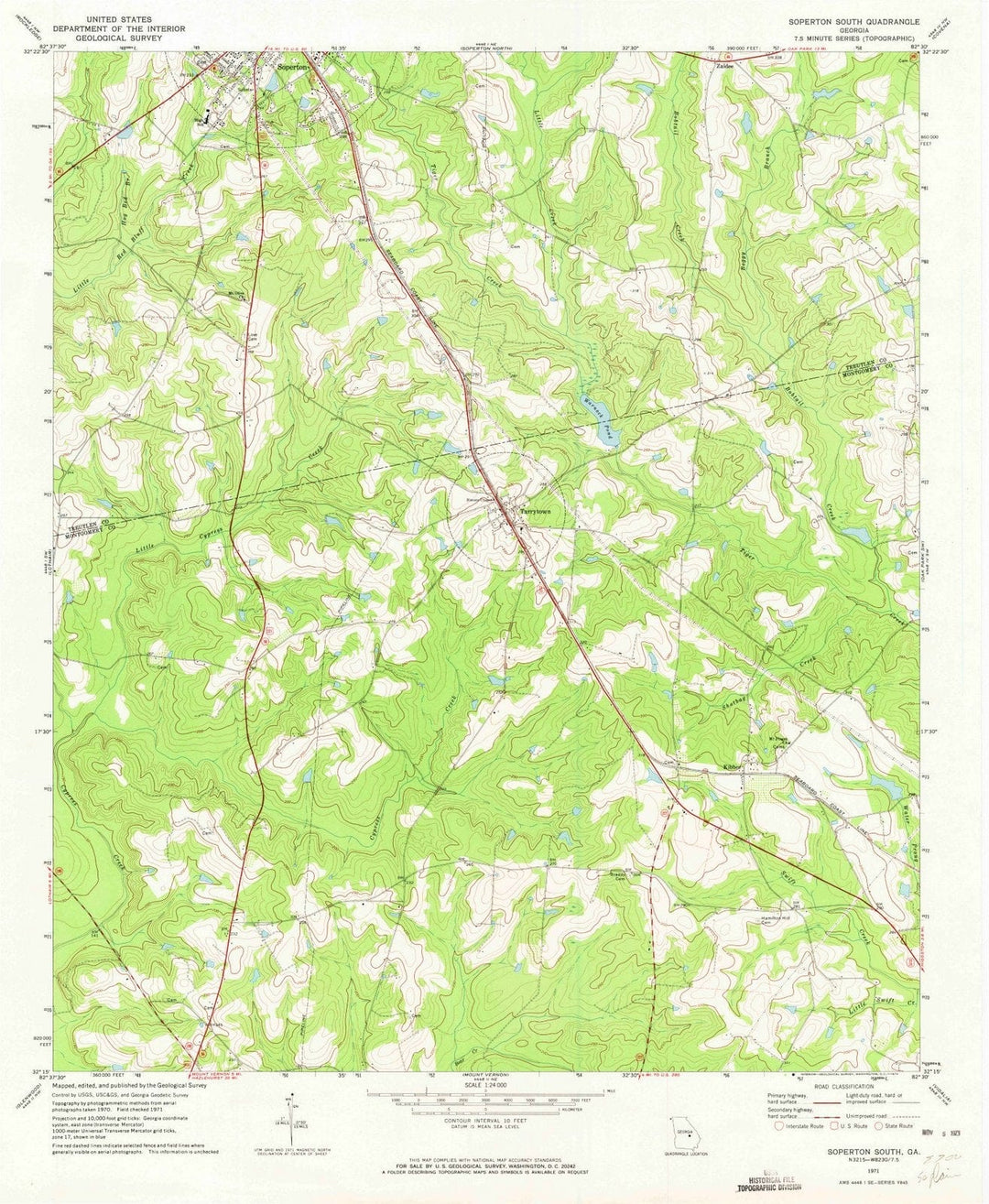1971 Soperton South, GA - Georgia - USGS Topographic Map
