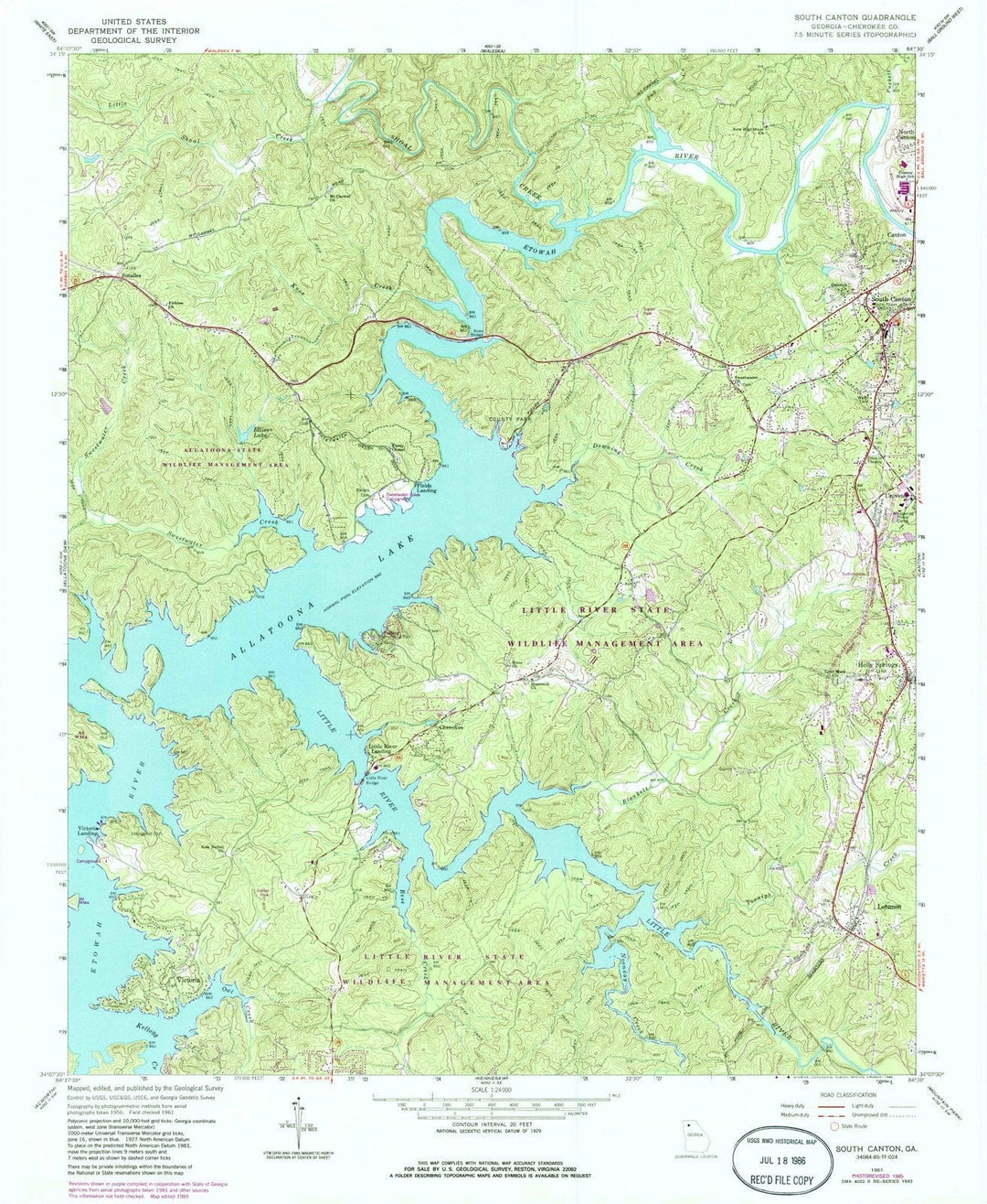 1961 South Canton, GA - Georgia - USGS Topographic Map