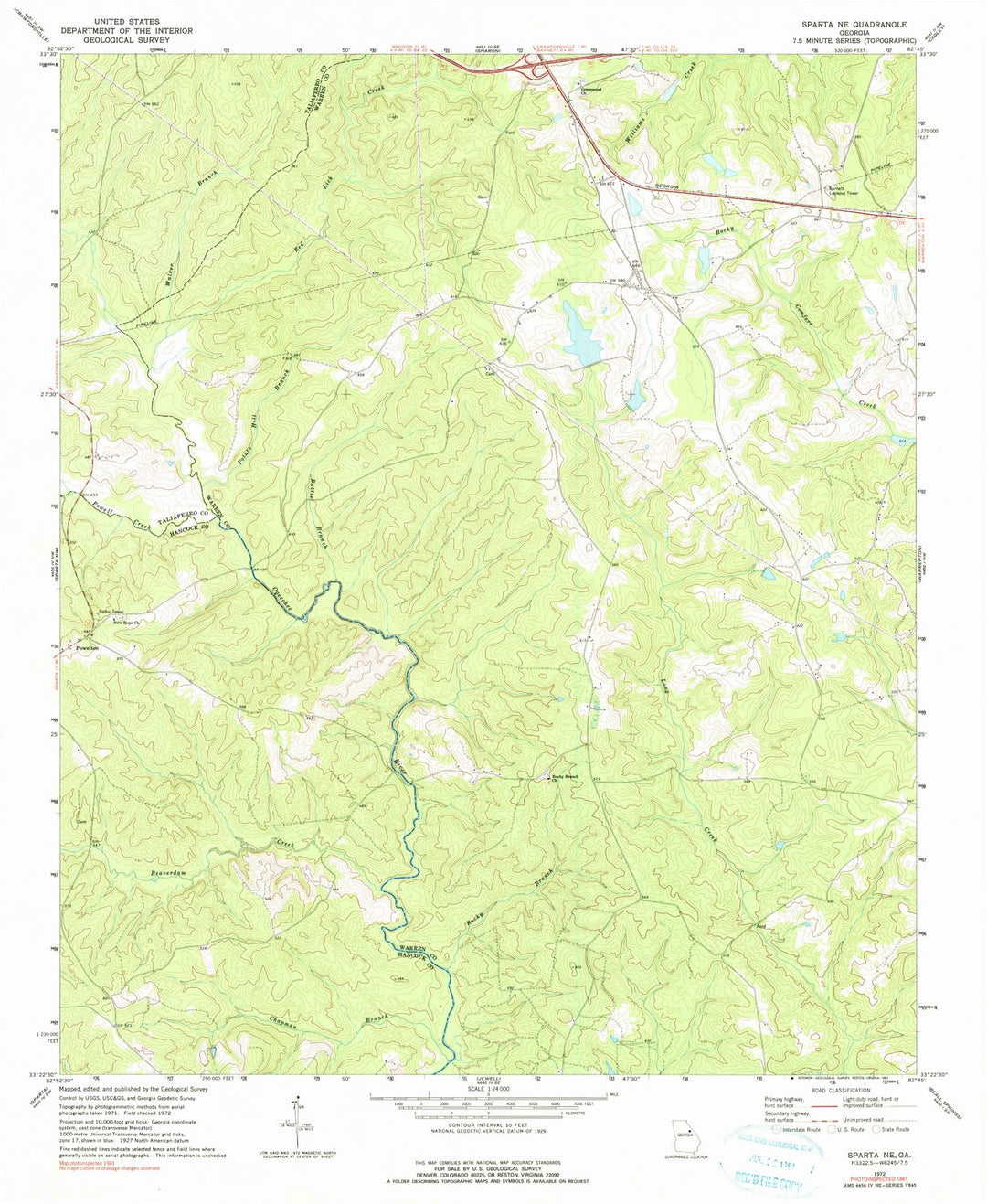1972 Sparta, GA - Georgia - USGS Topographic Map