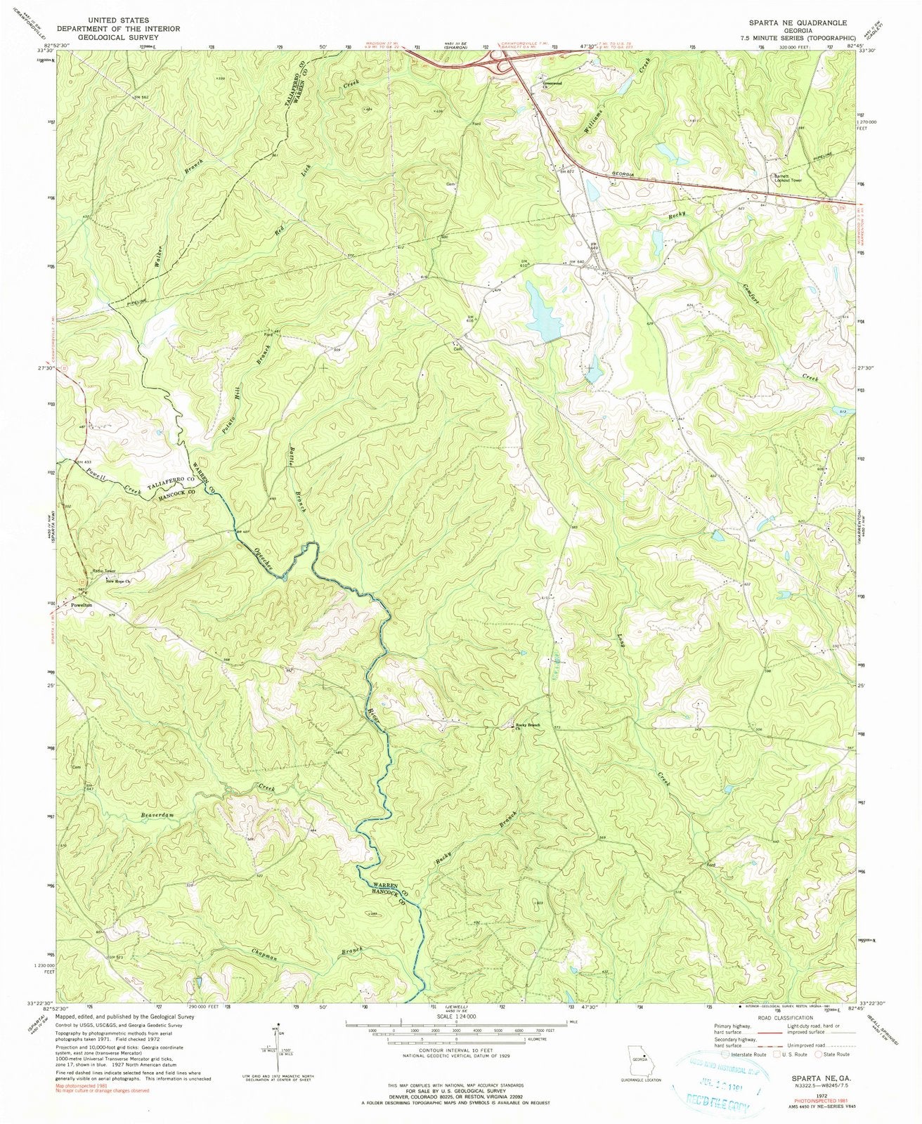 1972 Sparta, GA - Georgia - USGS Topographic Map
