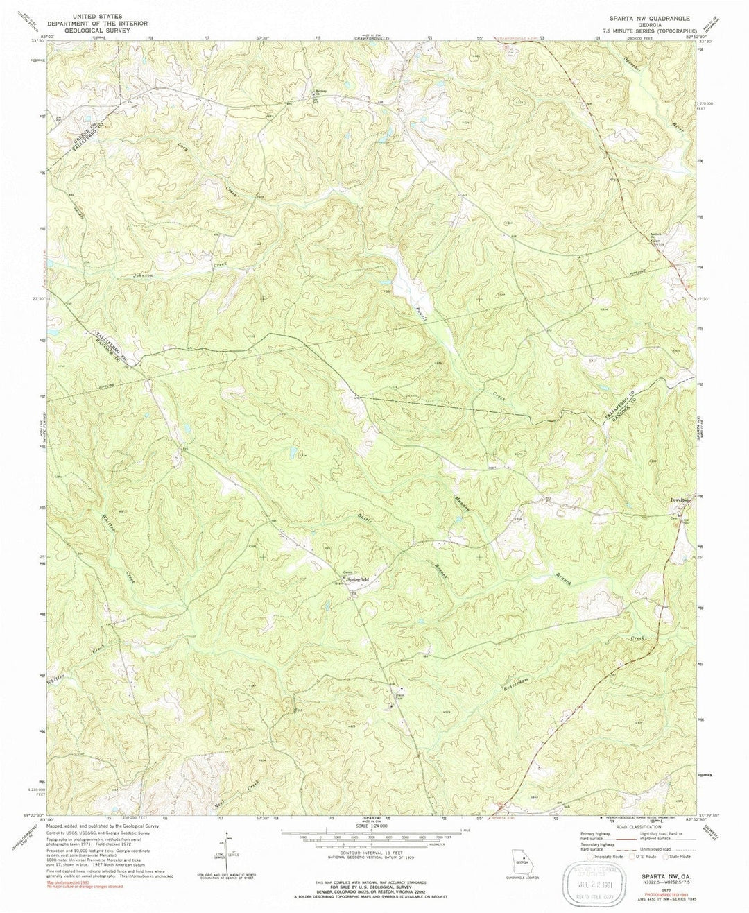 1972 Sparta, GA - Georgia - USGS Topographic Map v2