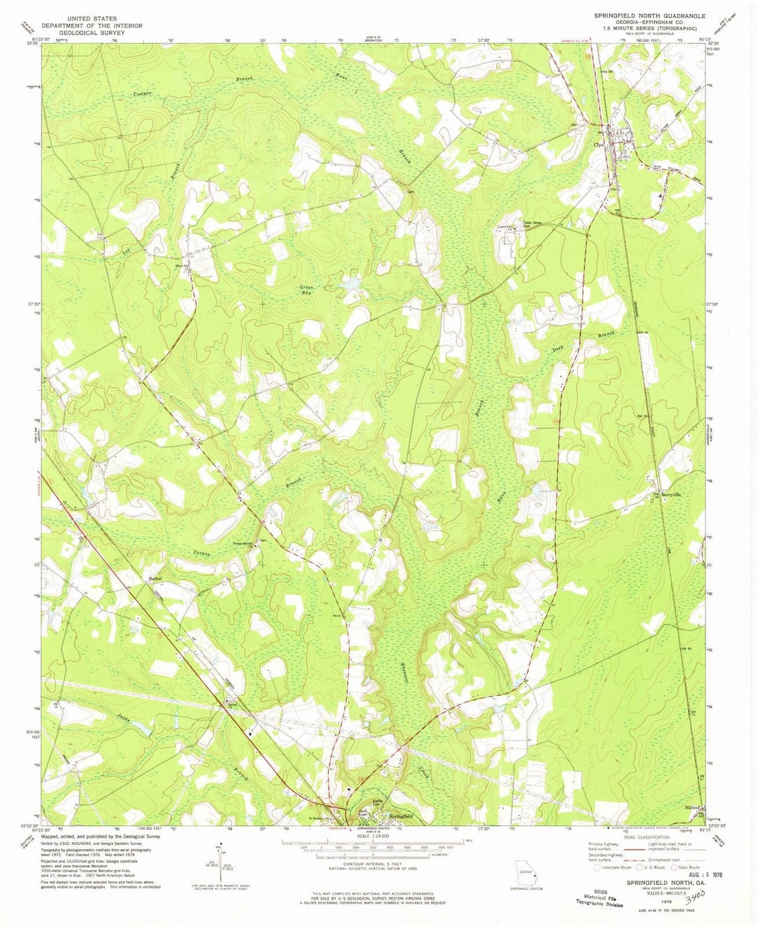 1978 Springfield North, GA - Georgia - USGS Topographic Map