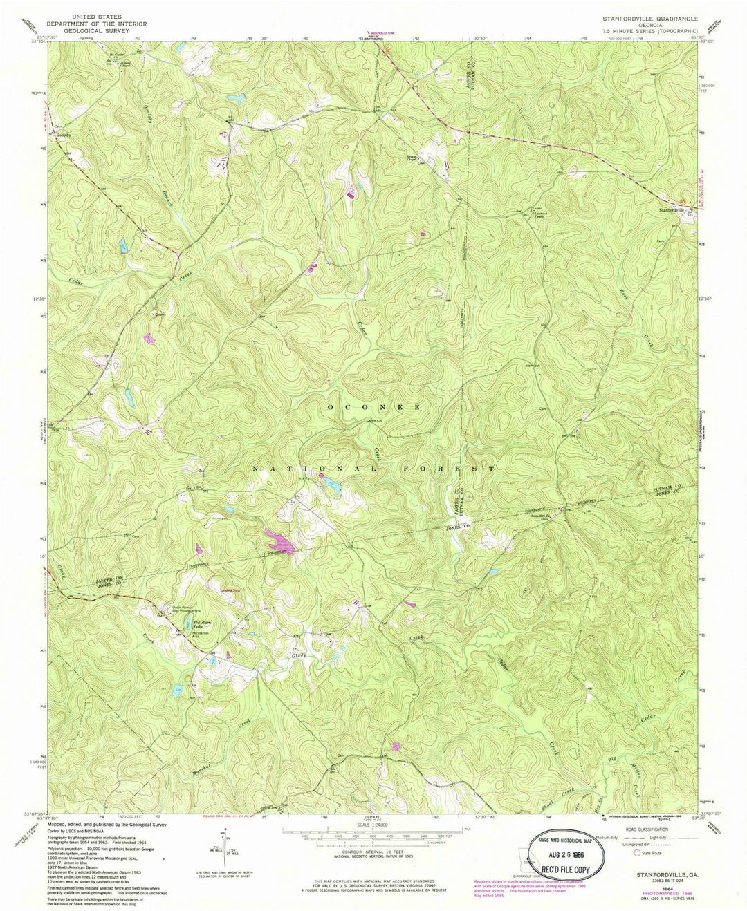 1964 Stanfordville, GA - Georgia - USGS Topographic Map