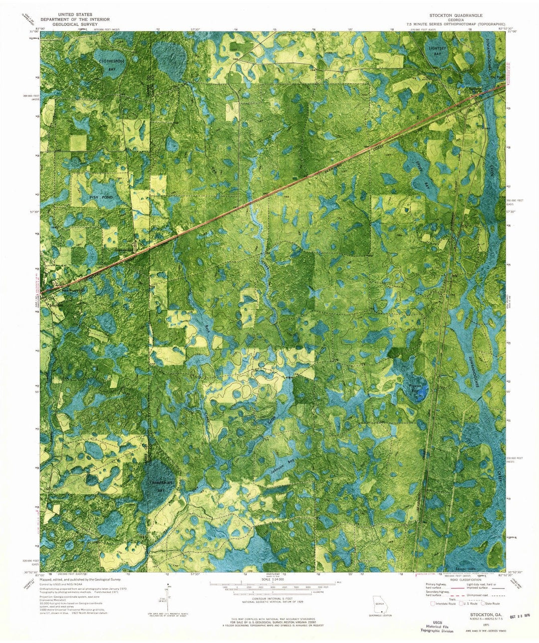 1971 Stockton, GA - Georgia - USGS Topographic Map