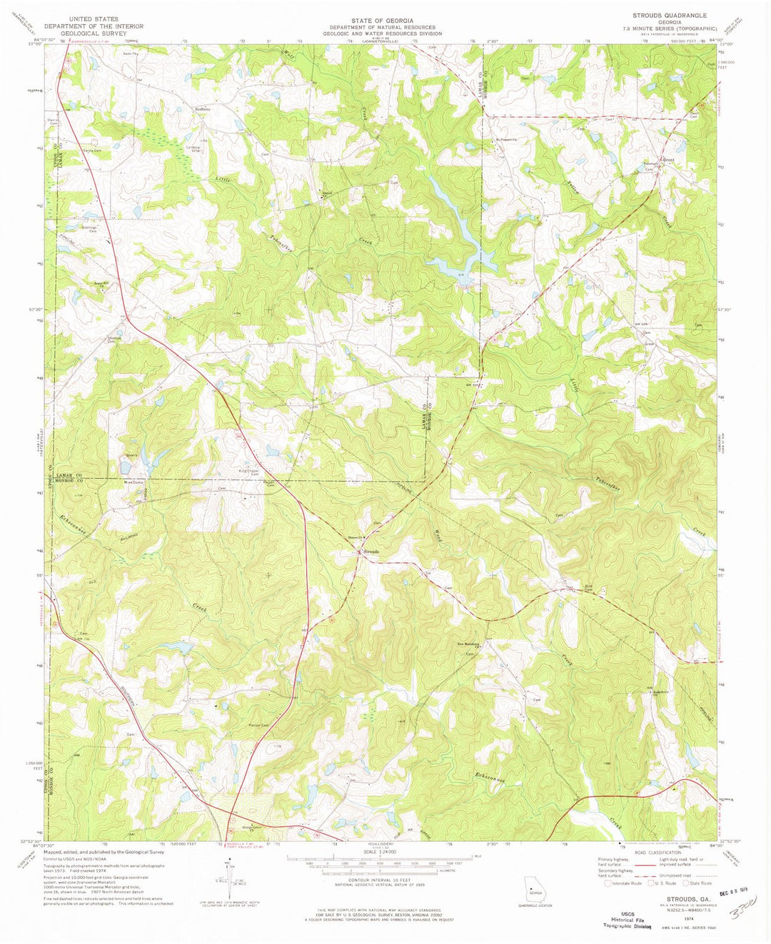 1974 Strouds, GA - Georgia - USGS Topographic Map