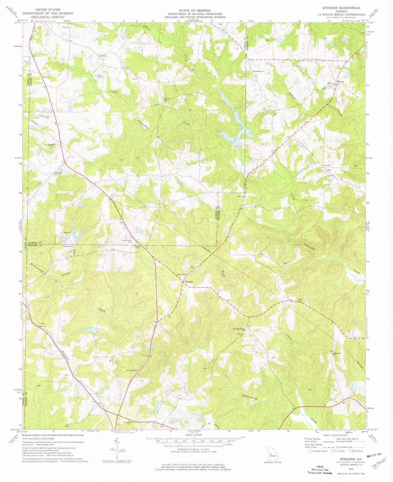 1974 Strouds, GA - Georgia - USGS Topographic Map