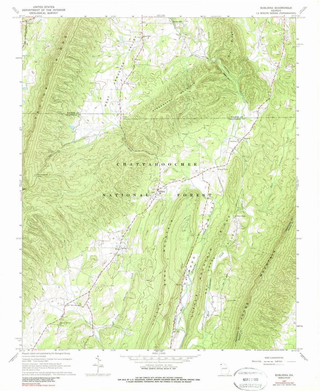 1967 Subligna, GA - Georgia - USGS Topographic Map