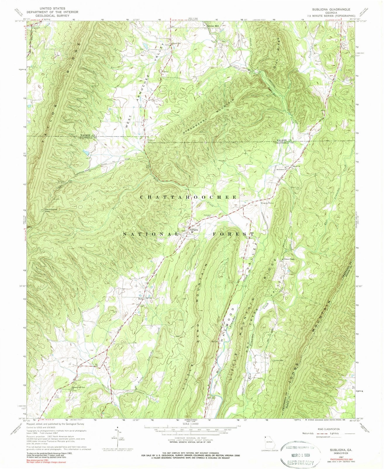 1967 Subligna, GA - Georgia - USGS Topographic Map