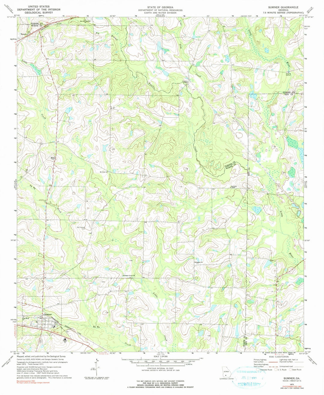1973 Sumner, GA - Georgia - USGS Topographic Map