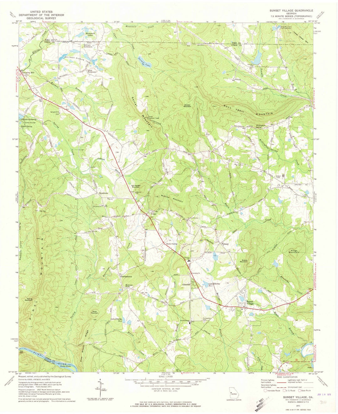 1971 Sunset Village, GA - Georgia - USGS Topographic Map