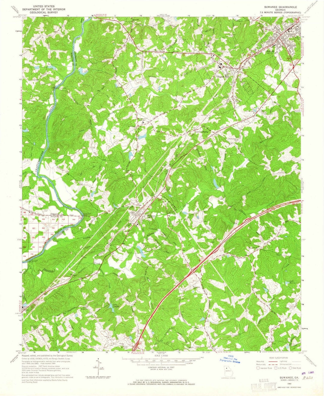 1964 Suwanee, GA - Georgia - USGS Topographic Map
