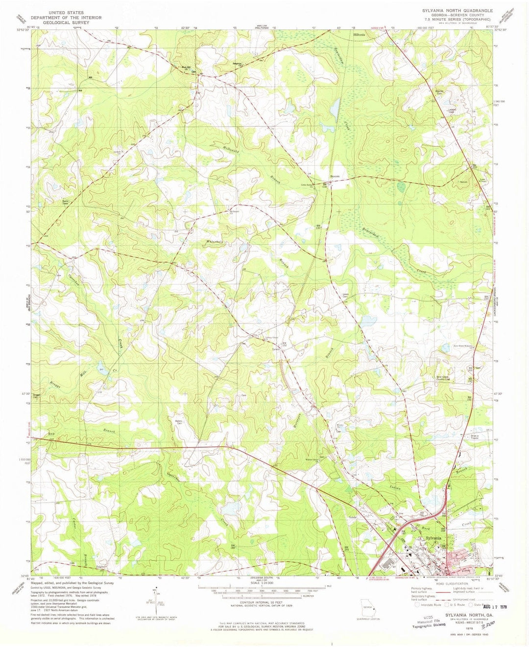 1978 Sylvania North, GA - Georgia - USGS Topographic Map