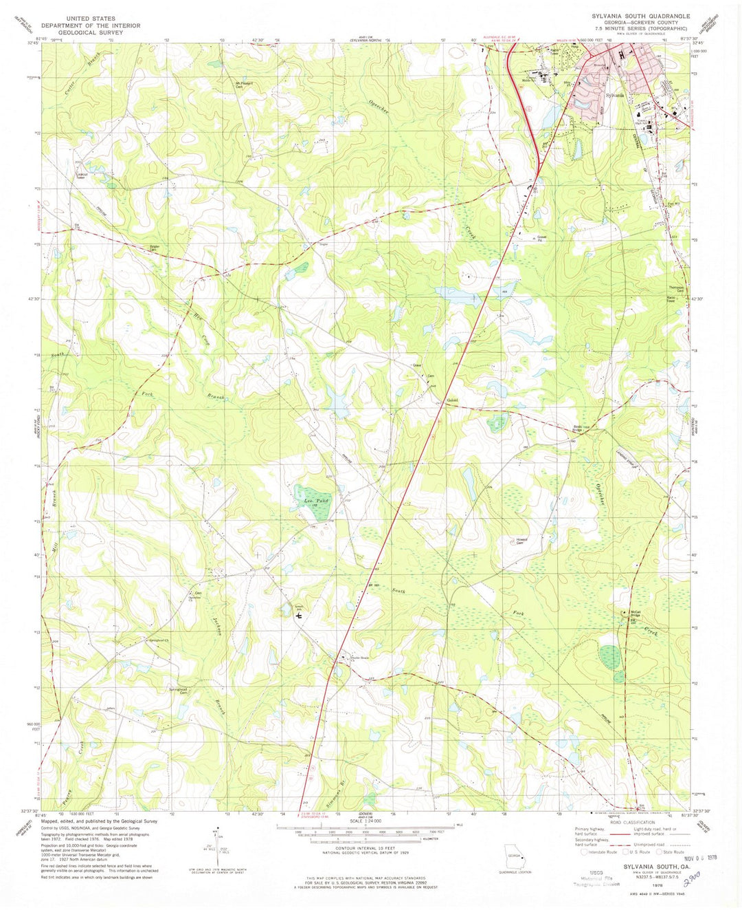 1978 Sylvania South, GA - Georgia - USGS Topographic Map