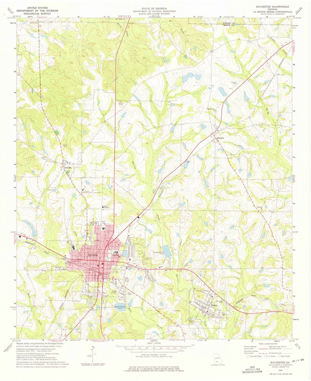 1973 Sylvester, GA - Georgia - USGS Topographic Map