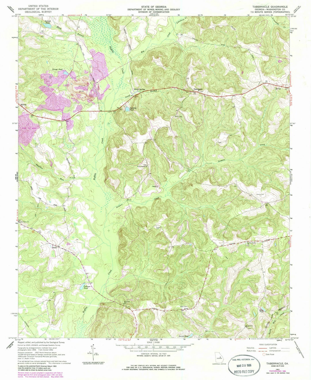 1962 Tabernacle, GA - Georgia - USGS Topographic Map