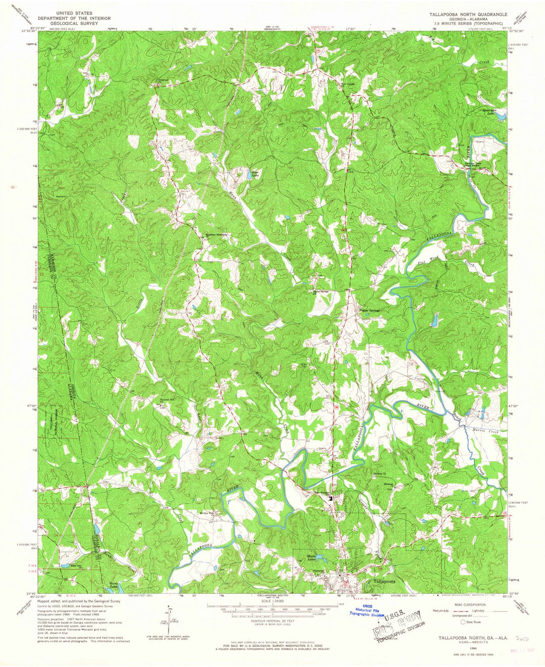 1966 Tallapoosa North, GA - Georgia - USGS Topographic Map