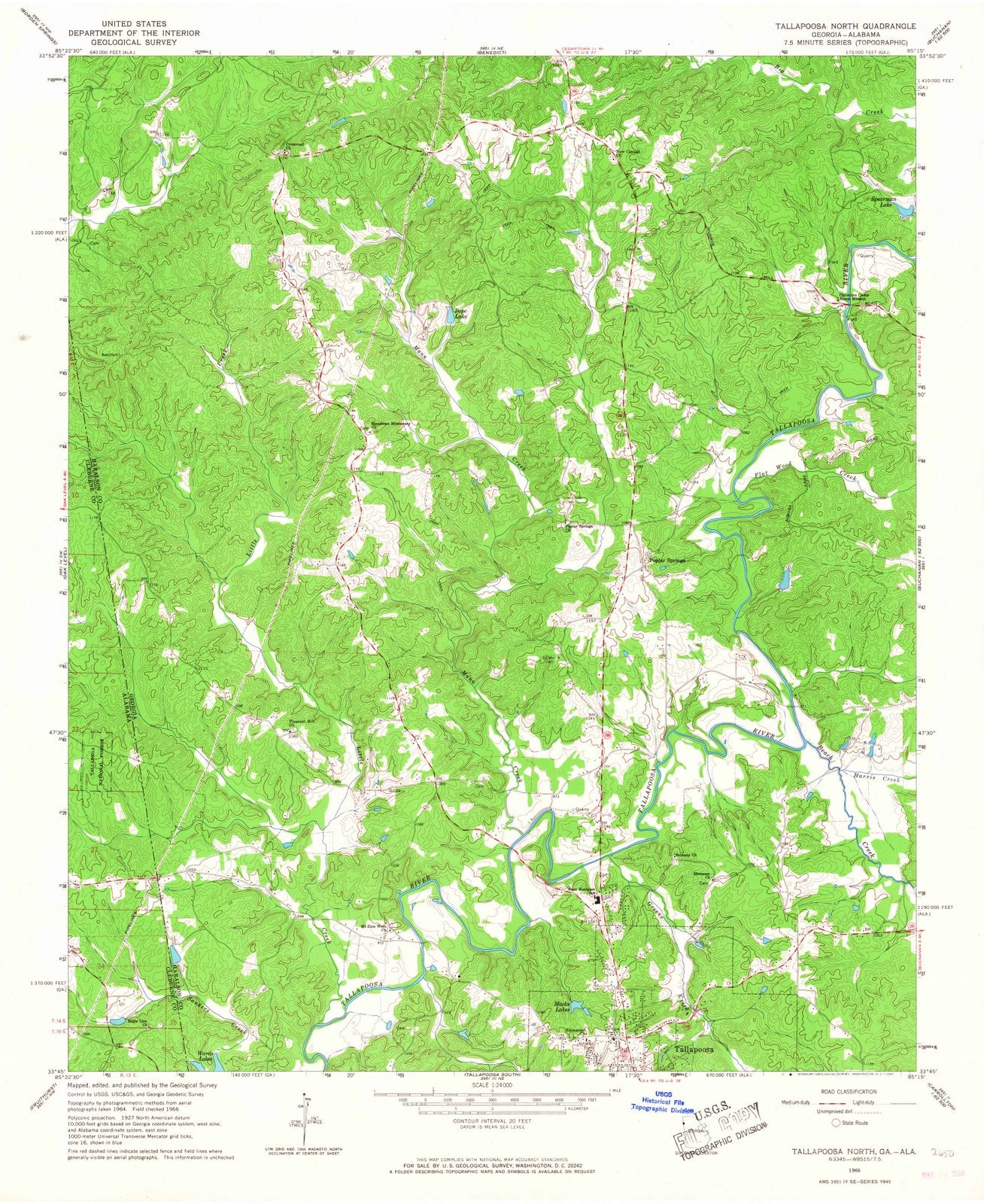 1966 Tallapoosa North, GA - Georgia - USGS Topographic Map