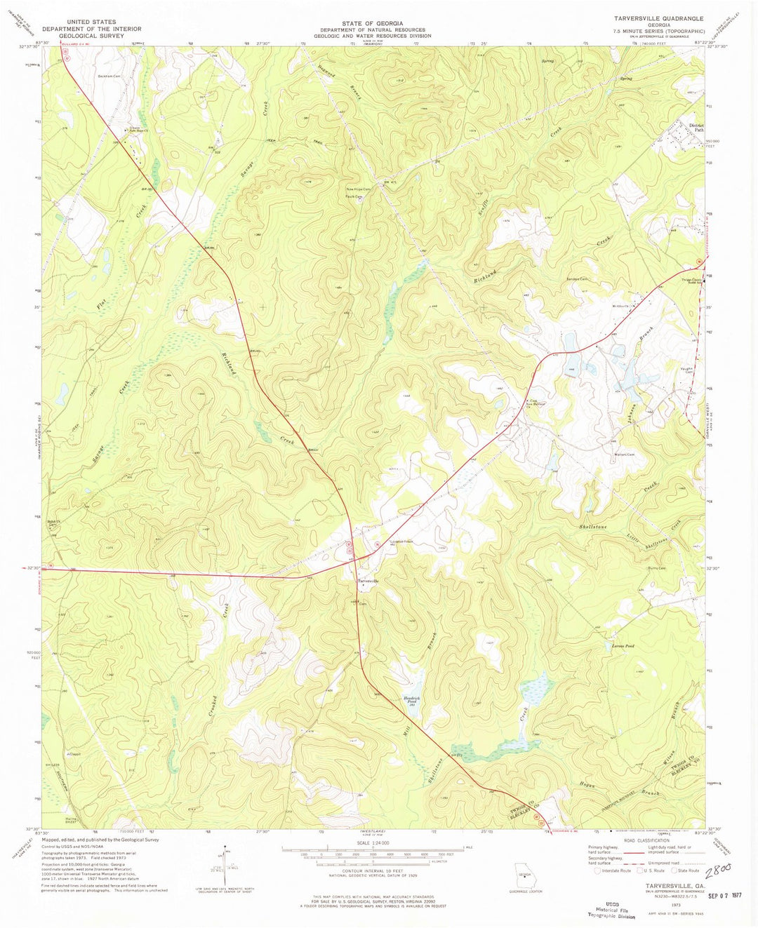 1973 Tarversville, GA - Georgia - USGS Topographic Map
