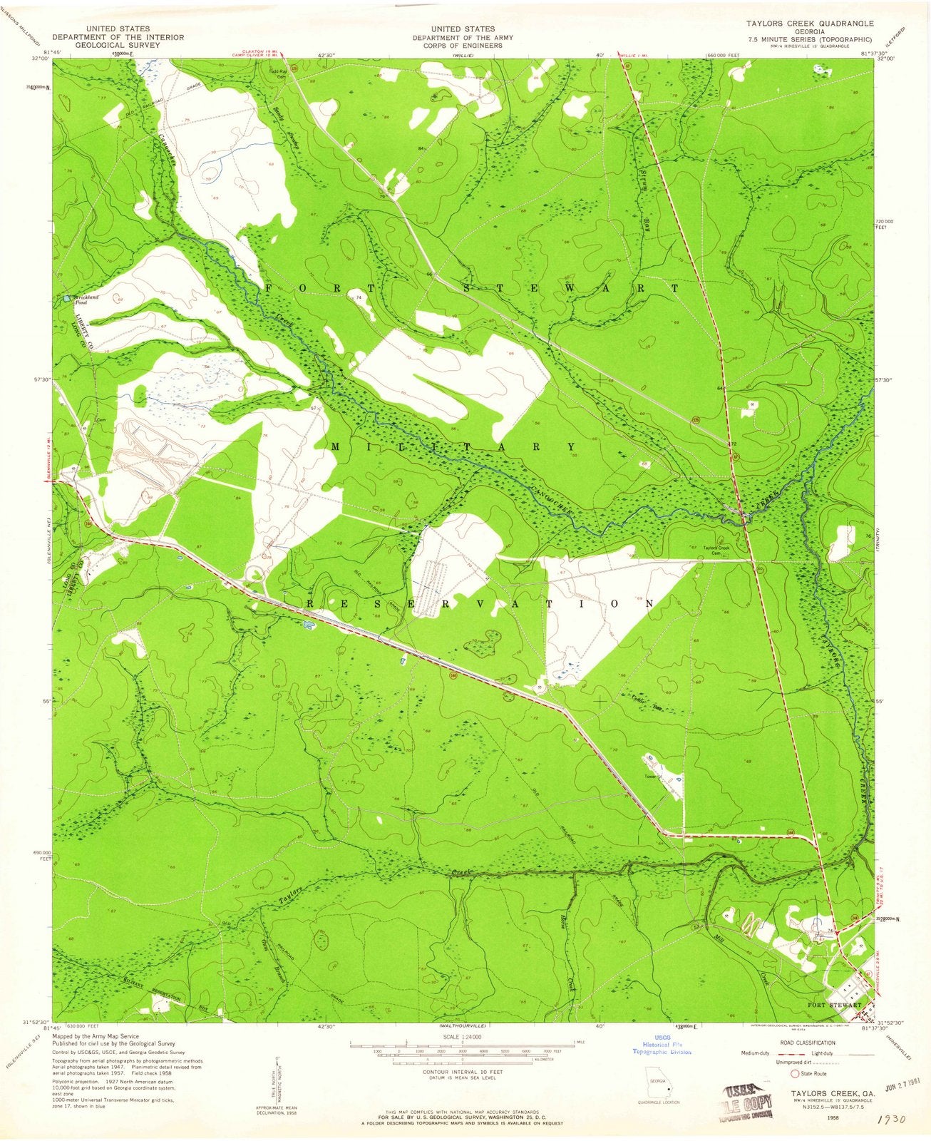 1958 Taylors Creek, GA - Georgia - USGS Topographic Map