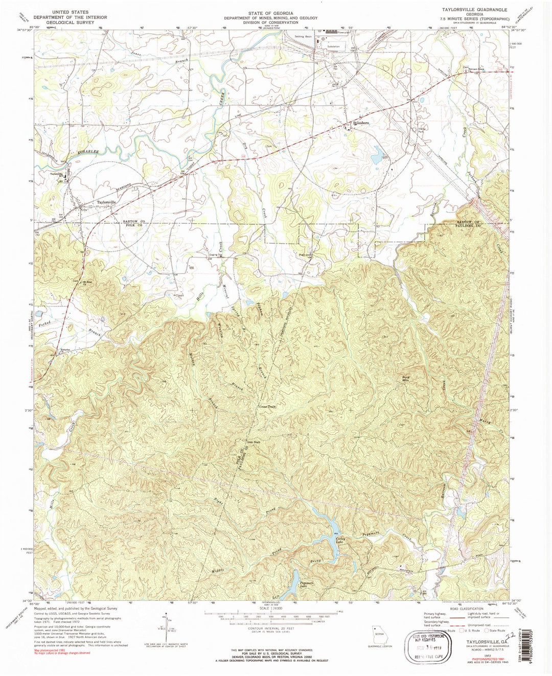 1972 Taylorsville, GA - Georgia - USGS Topographic Map