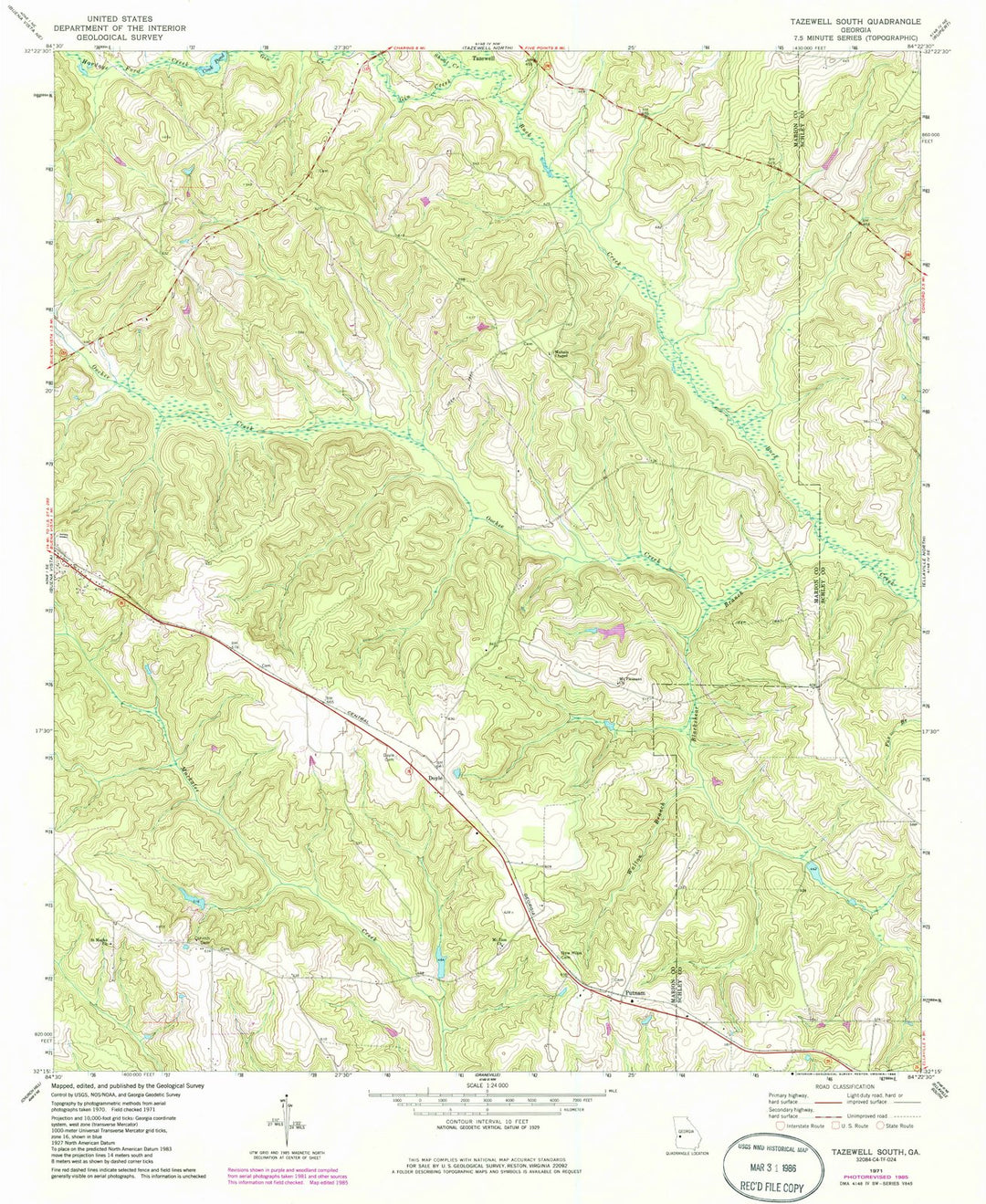 1971 Tazewell South, GA - Georgia - USGS Topographic Map