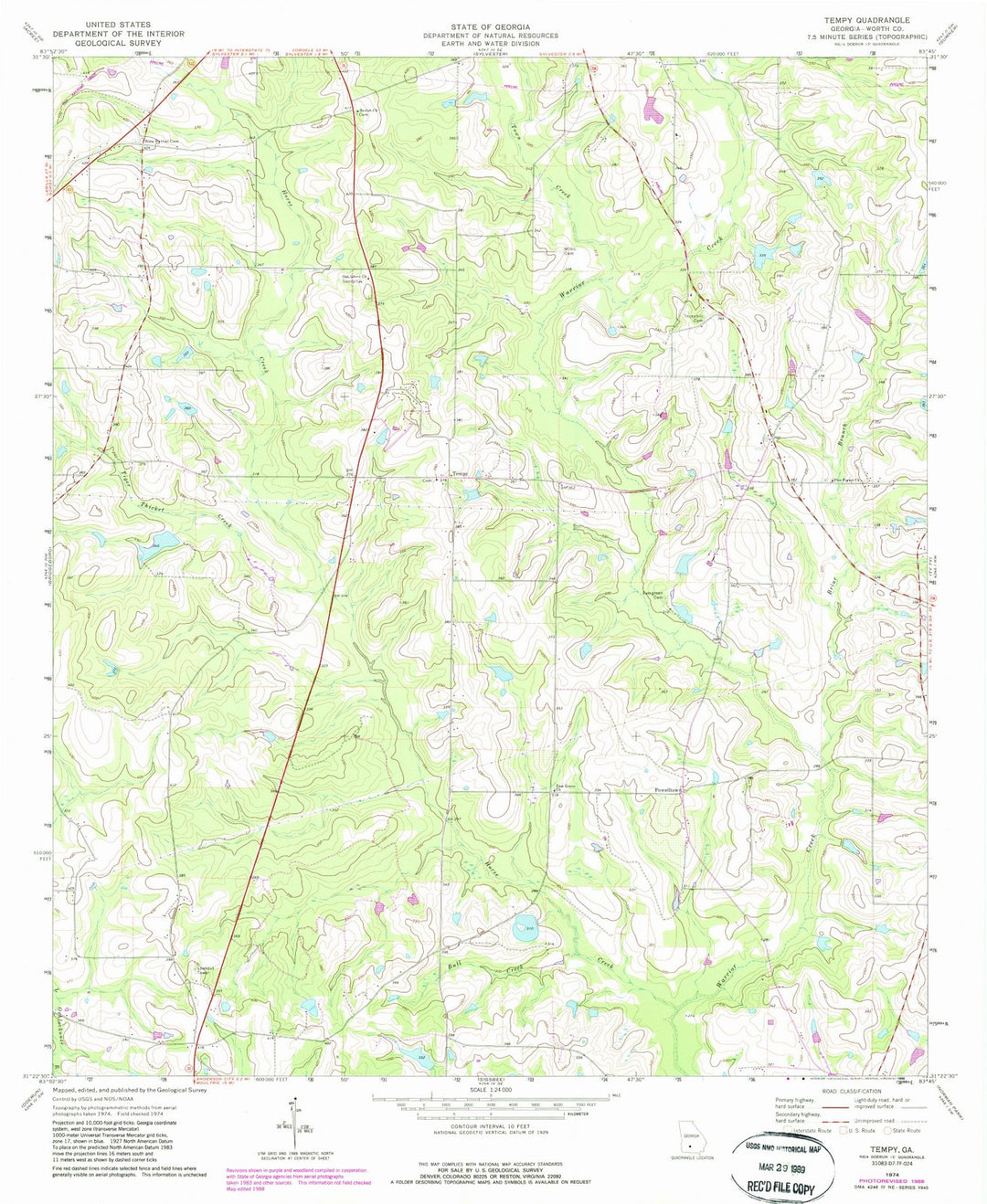 1974 Tempy, GA - Georgia - USGS Topographic Map