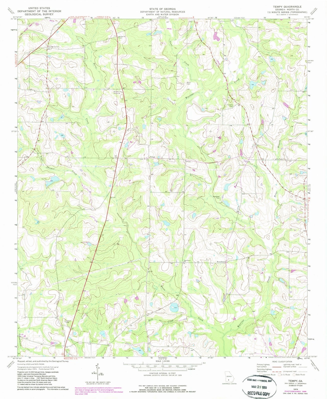 1974 Tempy, GA - Georgia - USGS Topographic Map