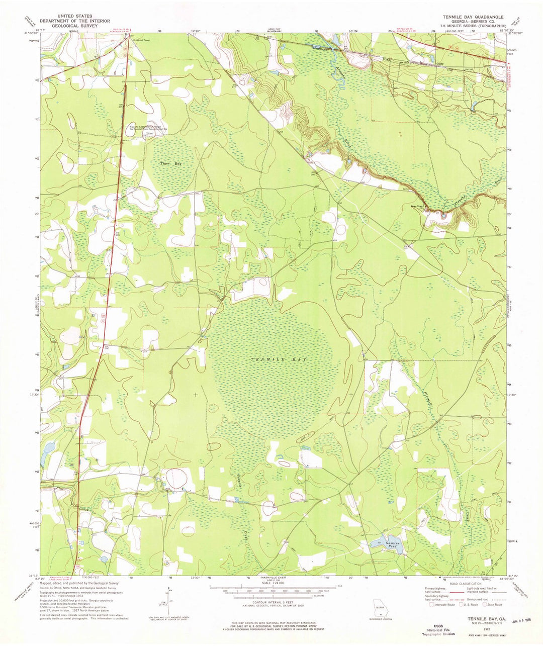 1972 Tenmile Bay, GA - Georgia - USGS Topographic Map