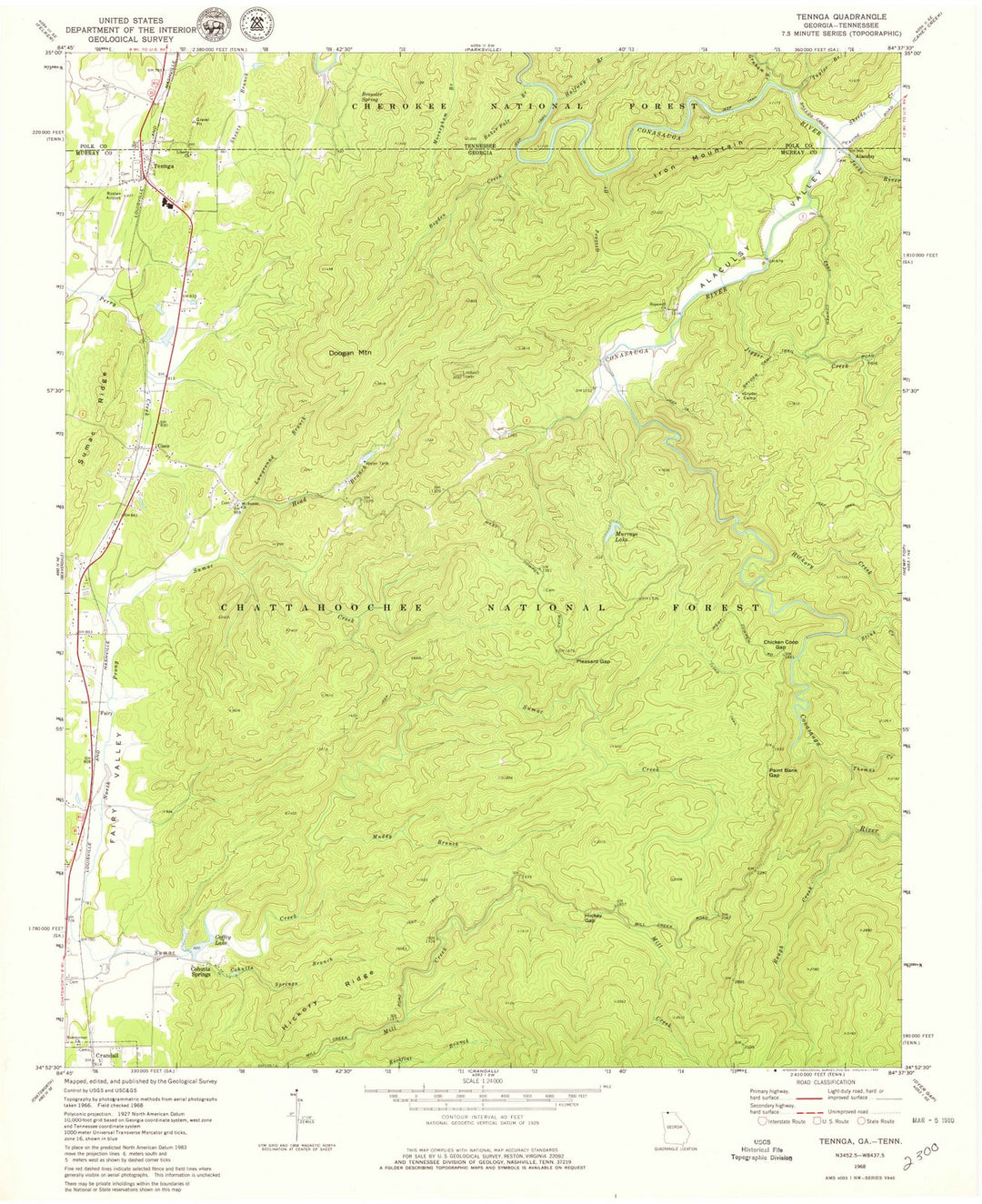 1968 Tennga, GA - Georgia - USGS Topographic Map
